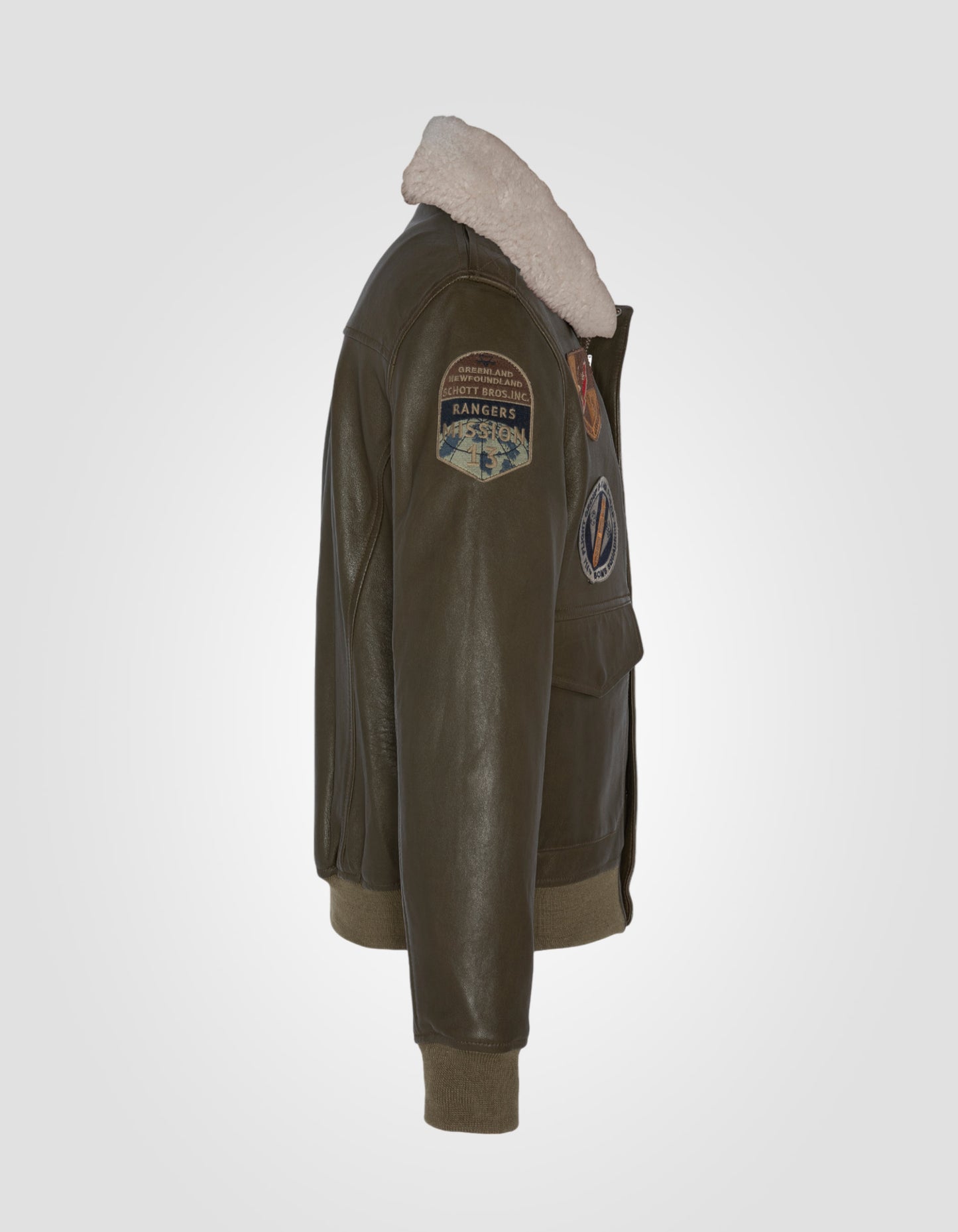 Blouson pilote badgé, cuir d'agneau