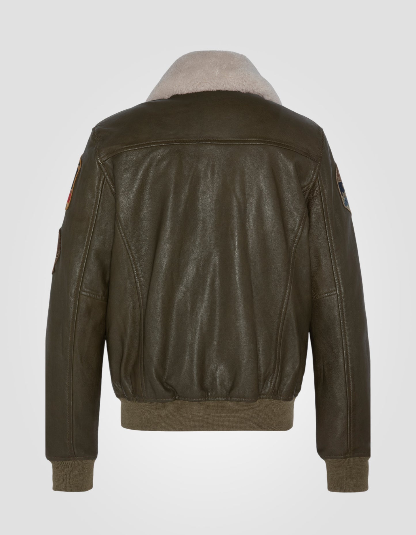 Blouson pilote badgé, cuir d'agneau