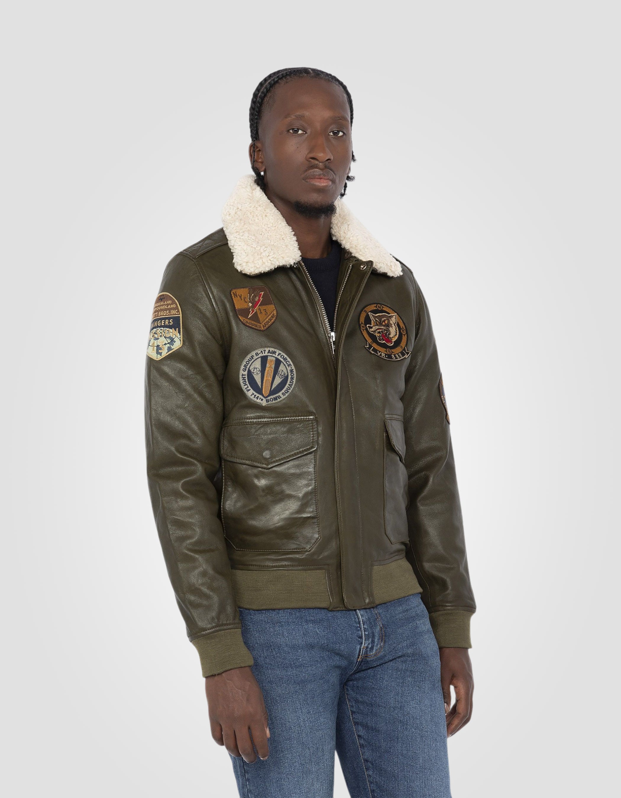 Pilotenjacke mit Abzeichen, Lammleder-4