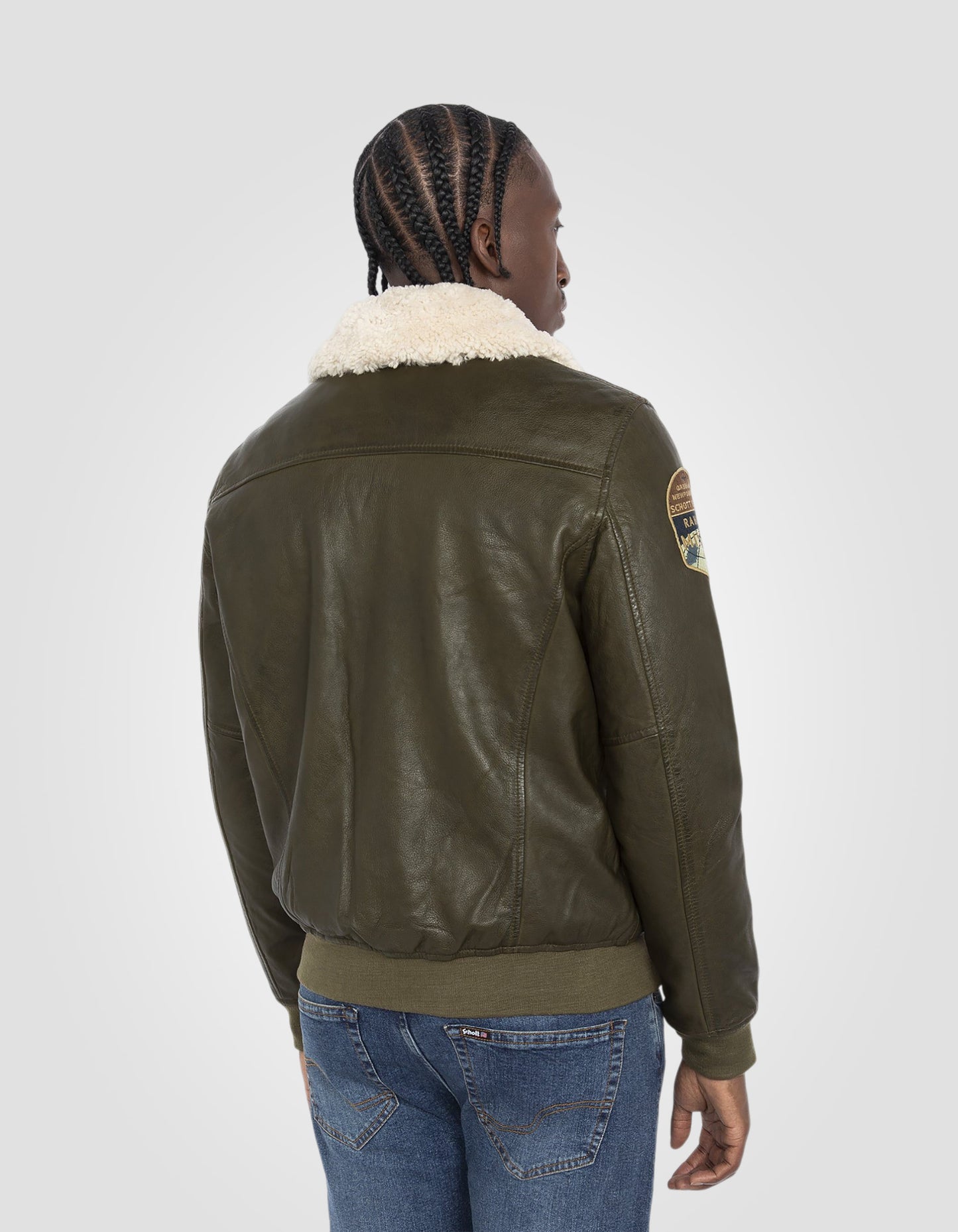 Blouson pilote badgé, cuir d'agneau