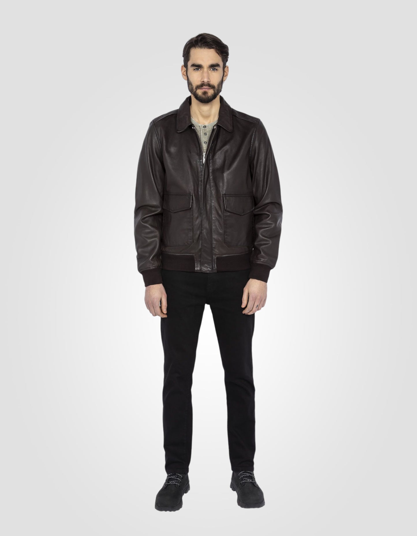 Blouson pilote, cuir d'agneau