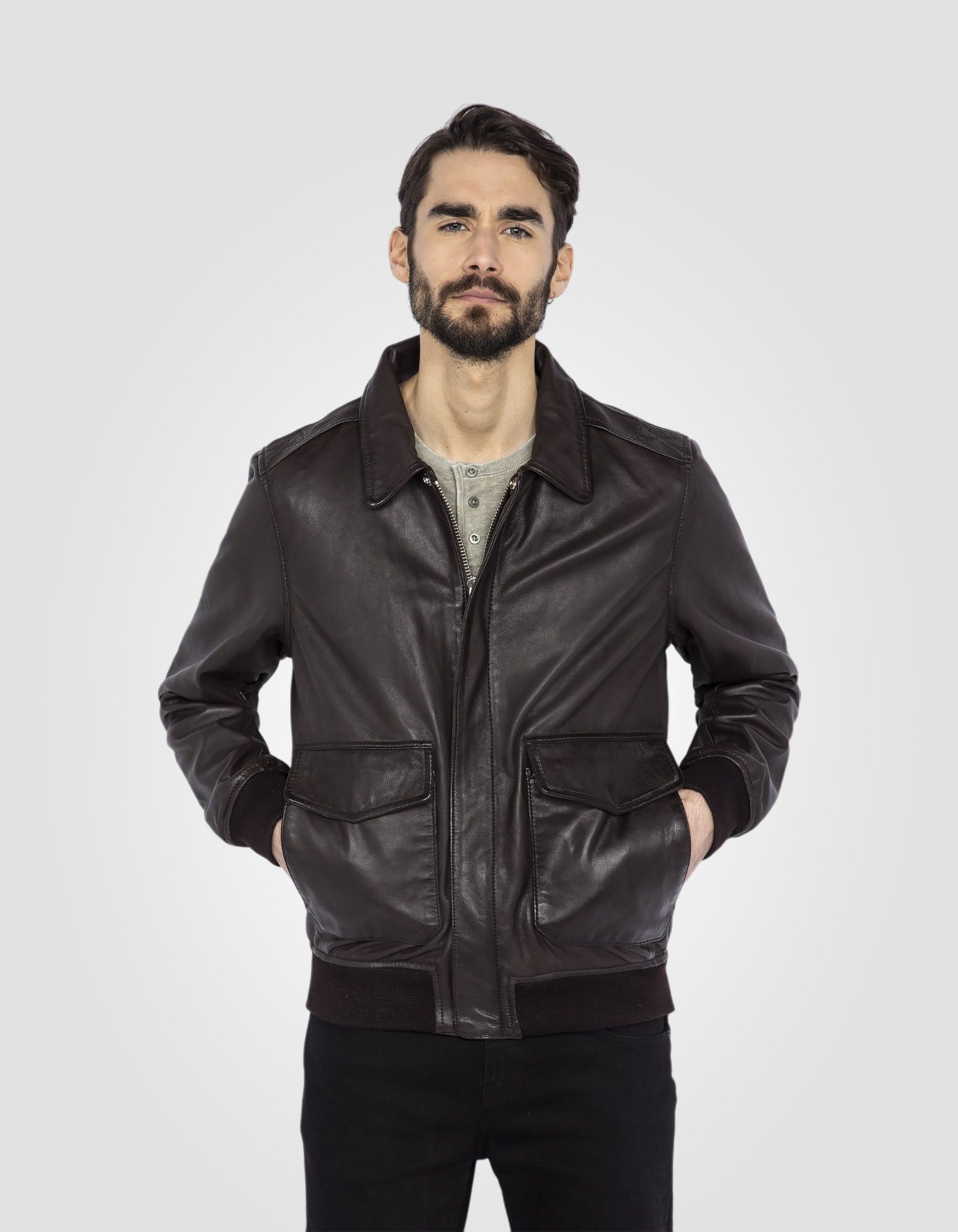 Blouson pilote, cuir d'agneau