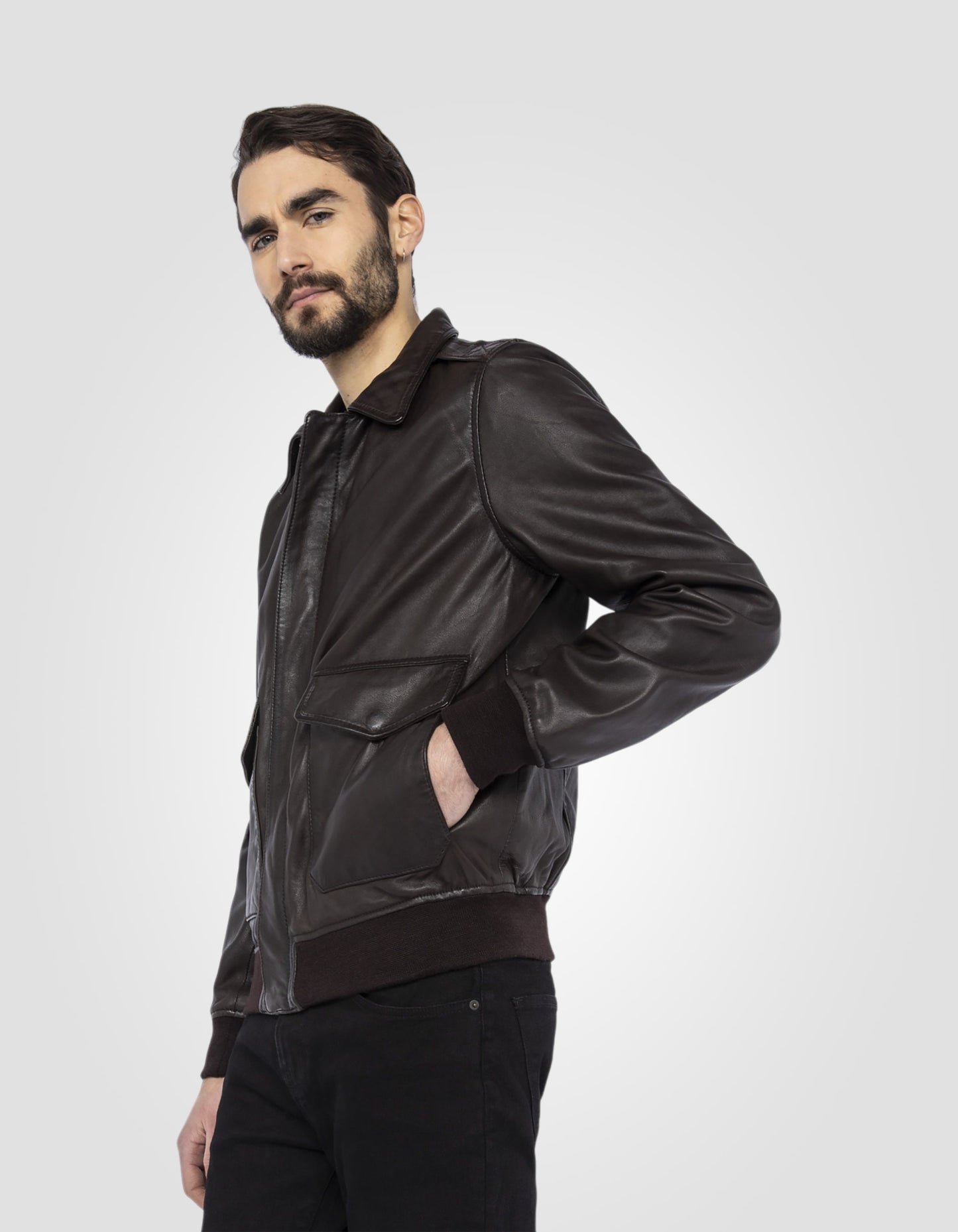 Blouson pilote, cuir d'agneau