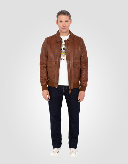 Flight jacket, lambskin leather