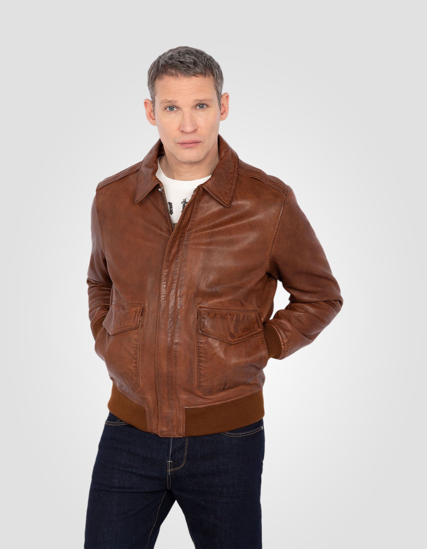 Flight jacket, lambskin leather