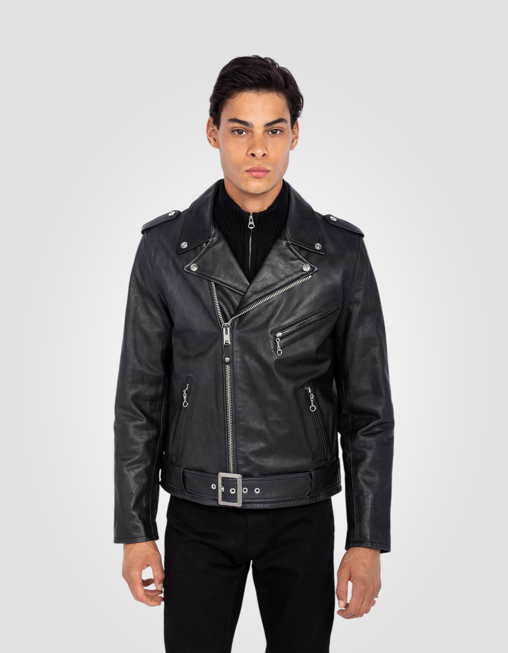 Perfecto® jacket with belt, cowhide leather-1