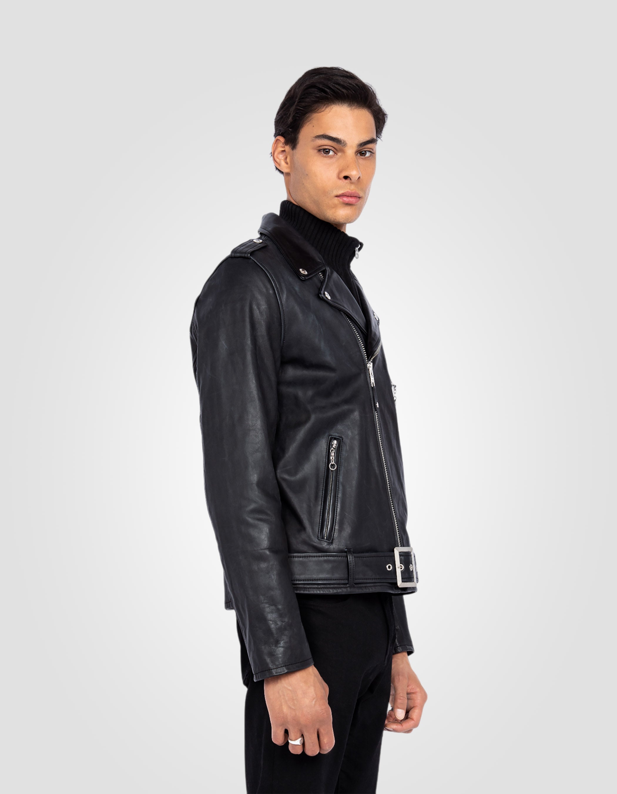 Perfecto® jacket with belt, cowhide leather-4