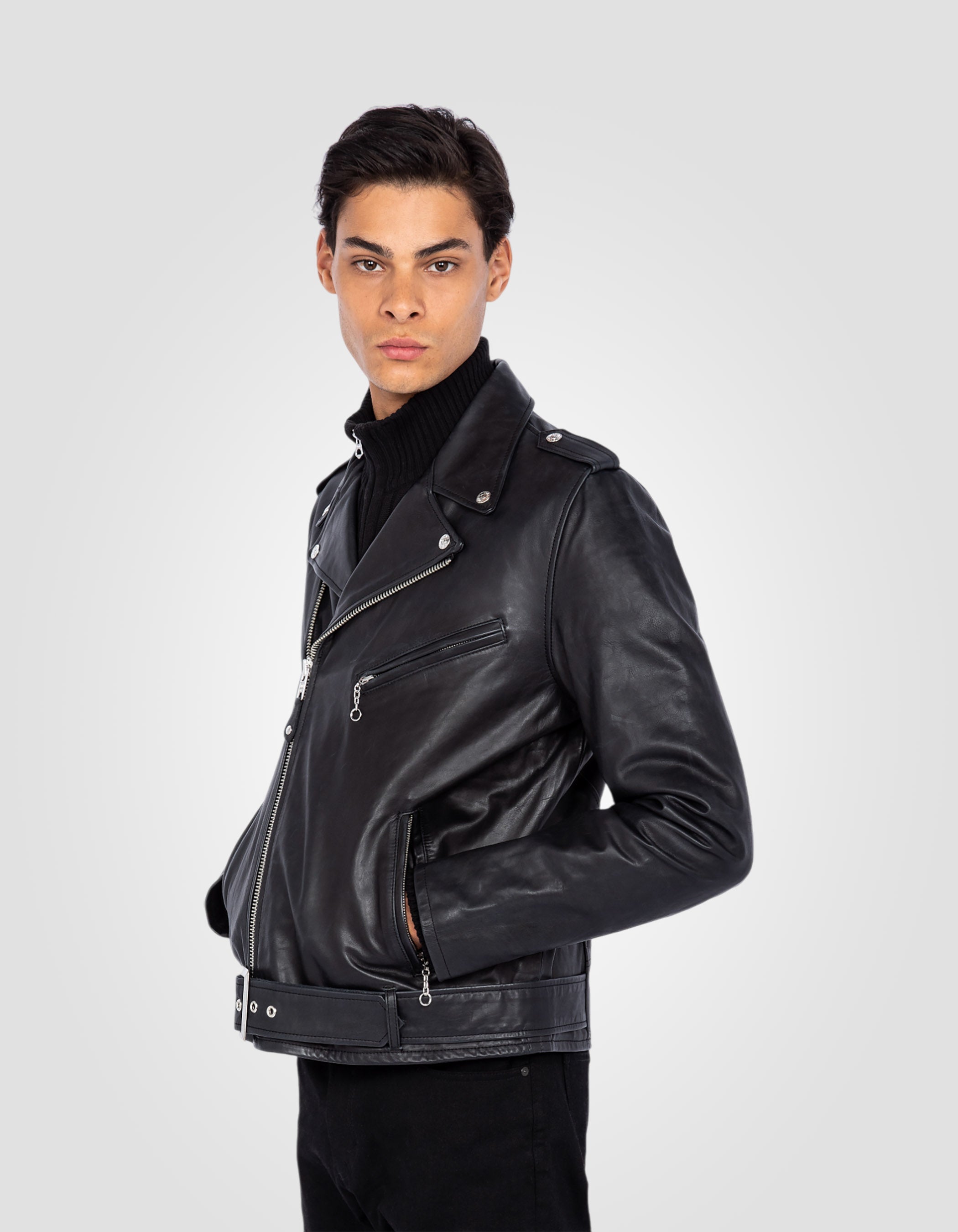 Perfecto® jacket with belt, cowhide leather-3