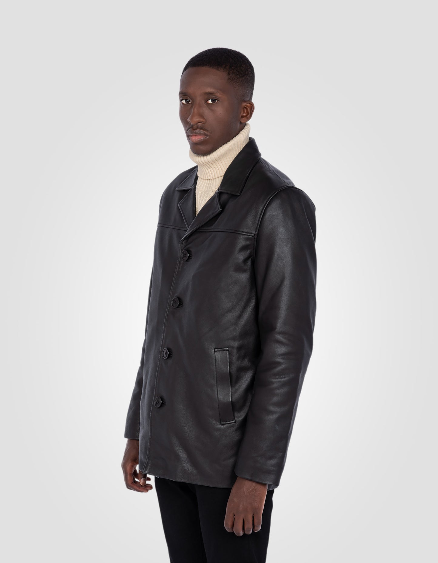 Straight coat, cowhide leather