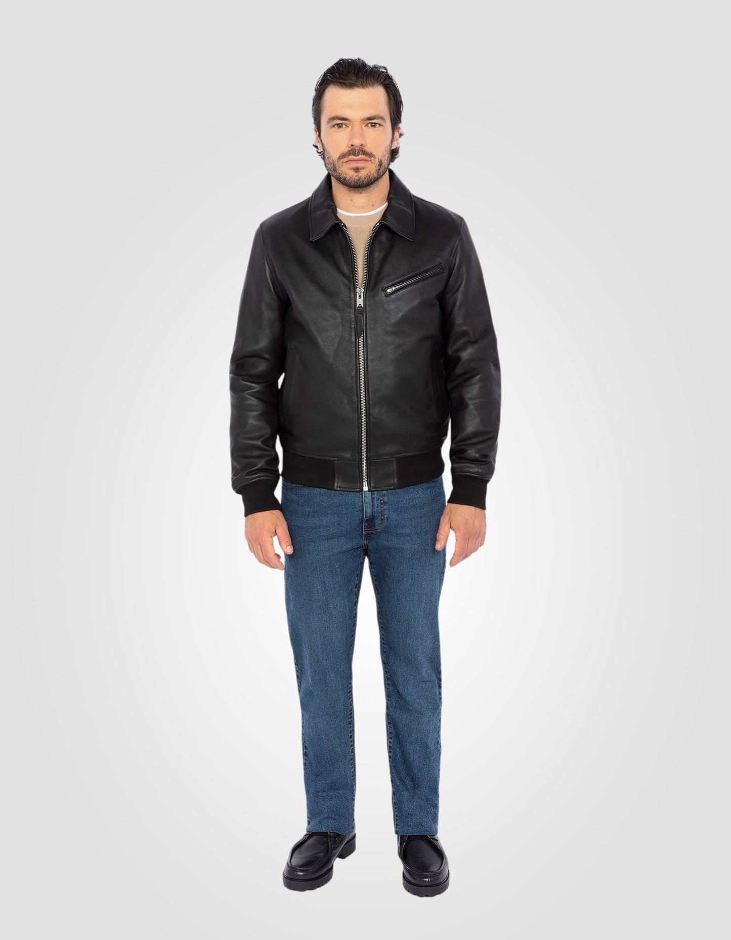 Blouson casual, cuir d'agneau