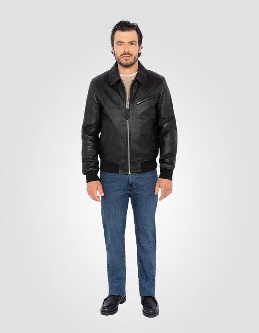 Blouson casual, cuir d'agneau