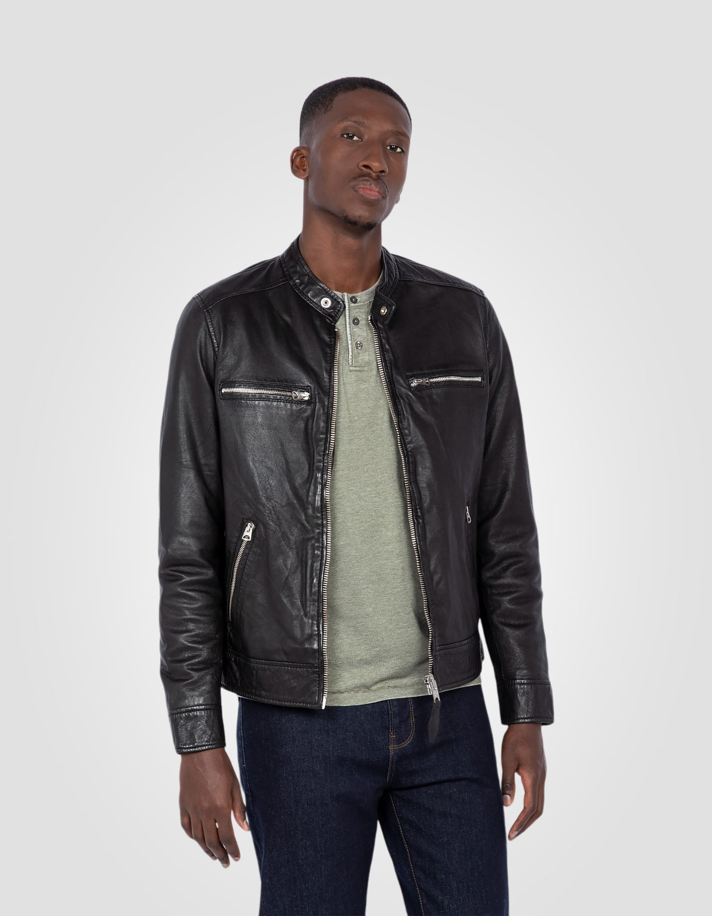 Biker jacket, lambskin leather