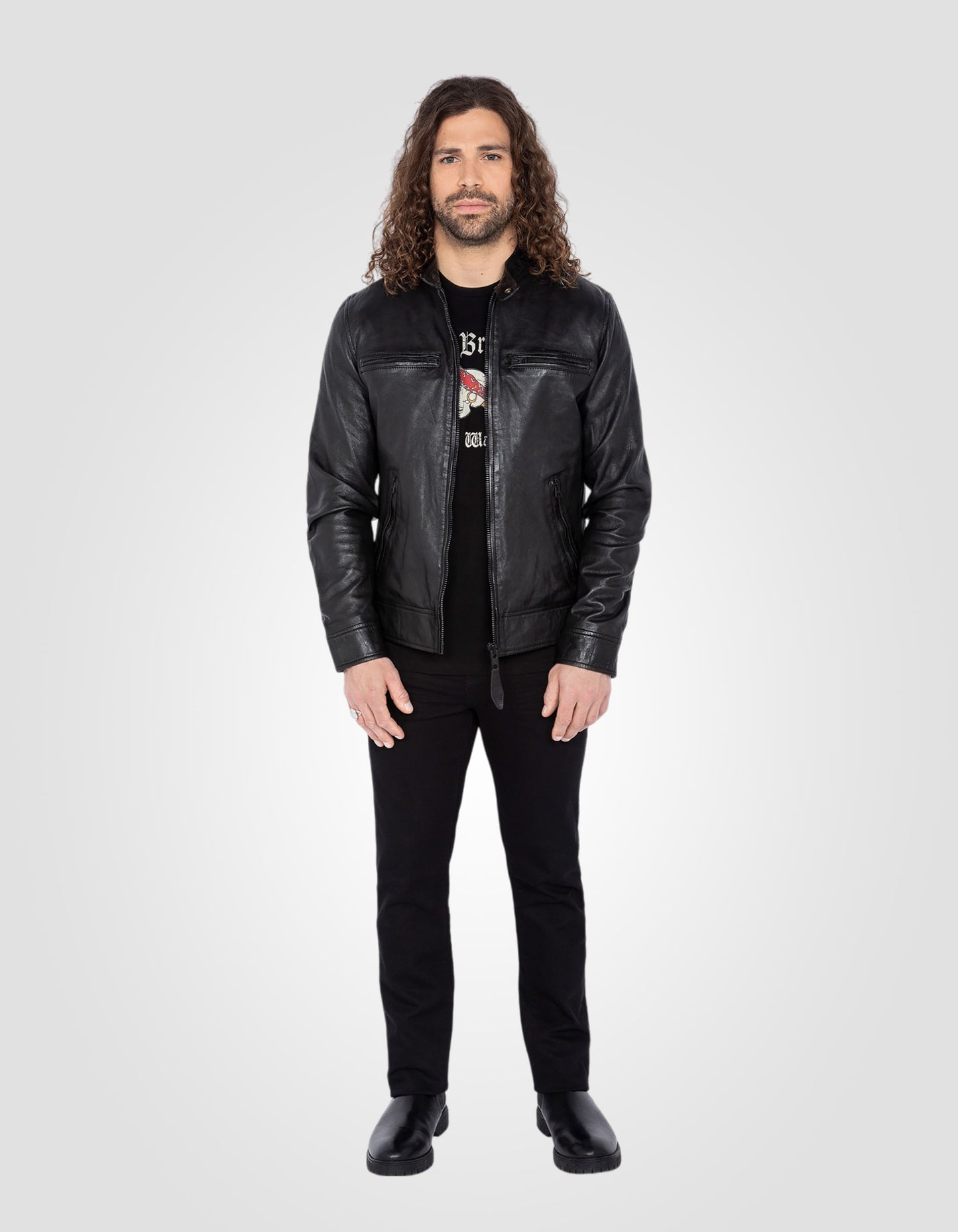 Biker jacket, lambskin leather