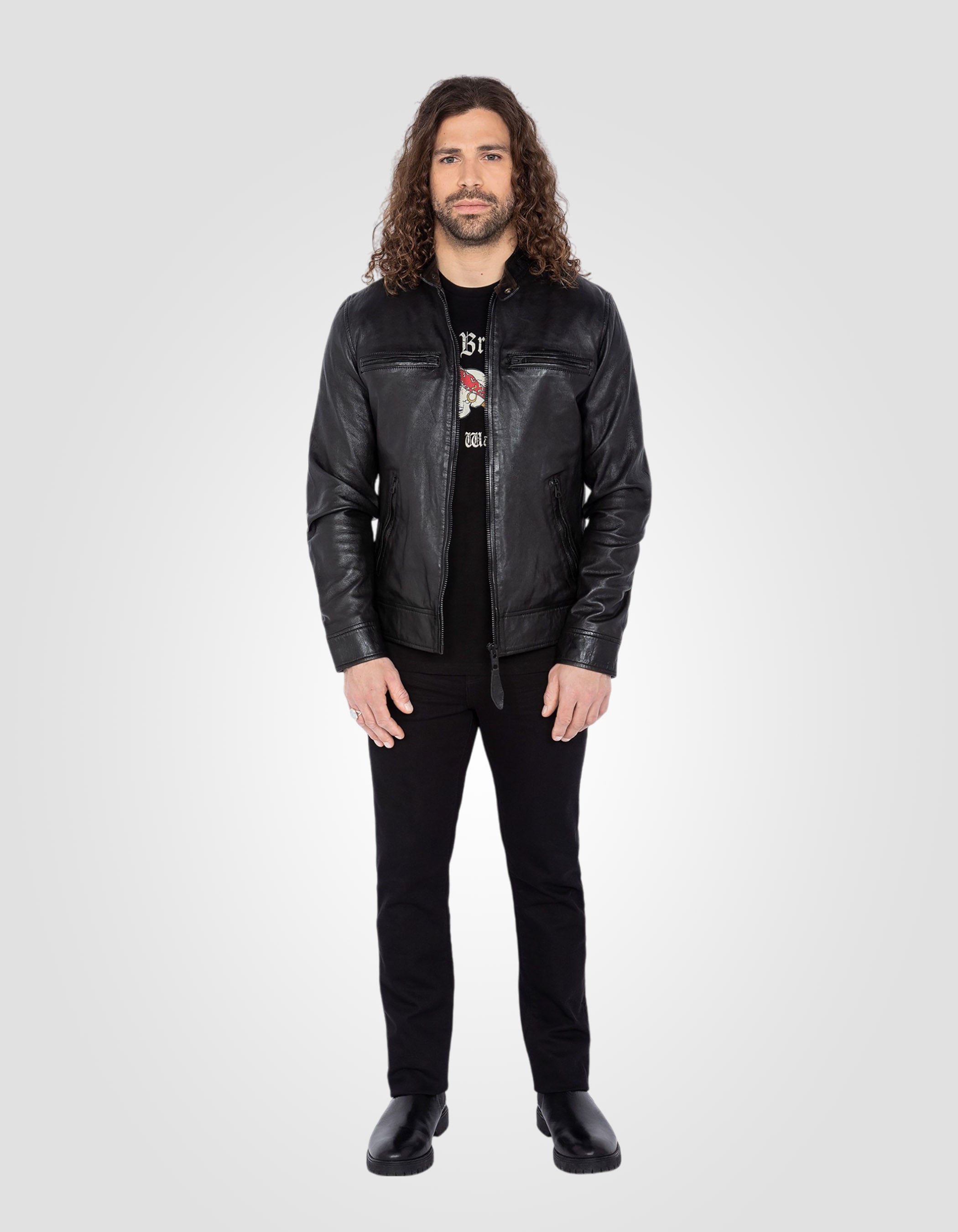 Biker jacket, lambskin leather-1