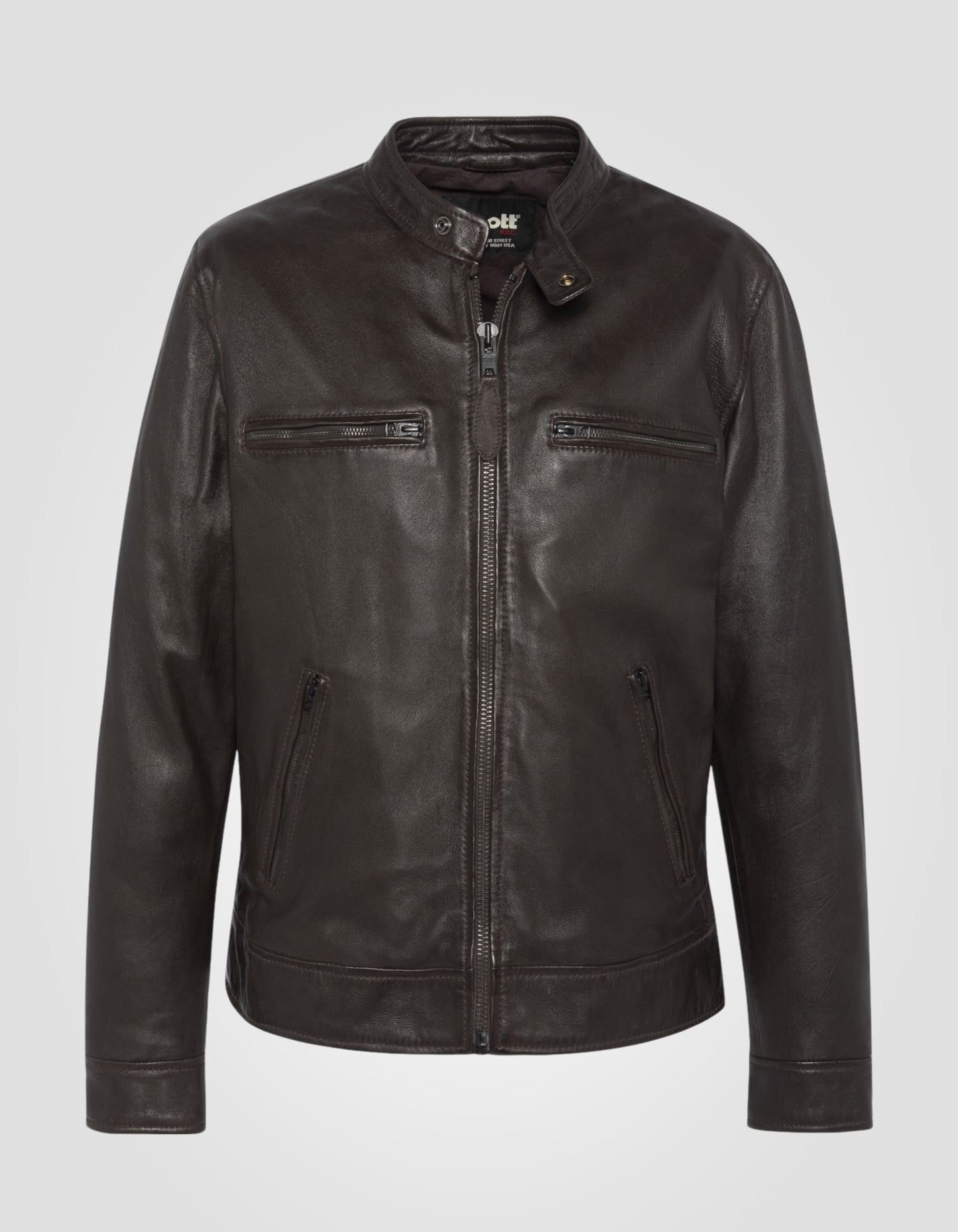 Blouson motard, cuir d'agneau lavé