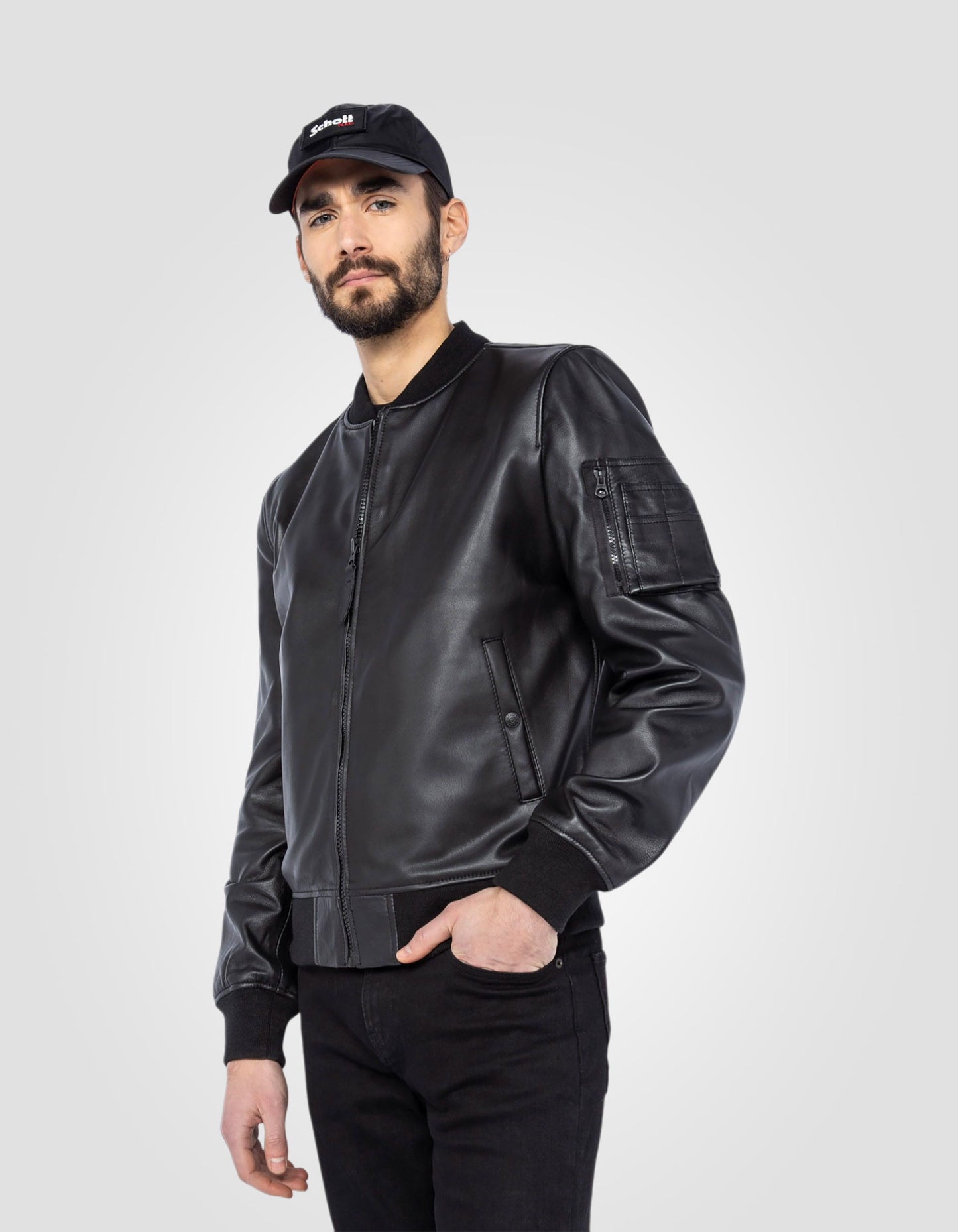 Blouson Bomber, cuir d'agneau