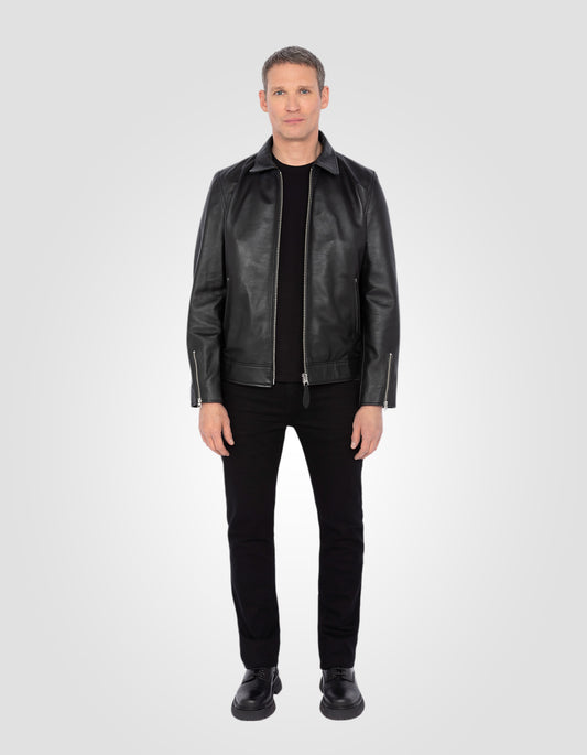 Blouson casual, cuir d'agneau