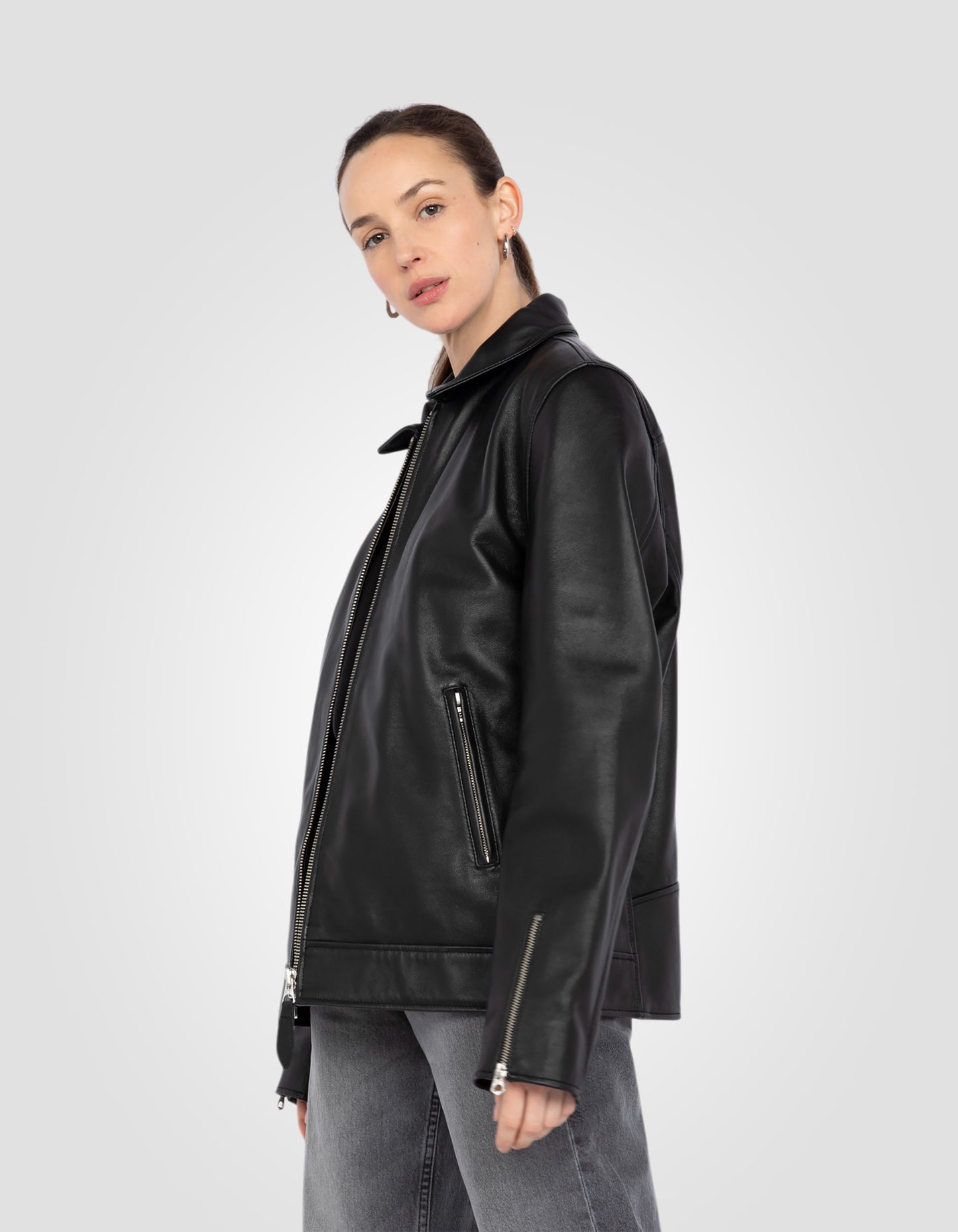 Blouson casual, cuir d'agneau