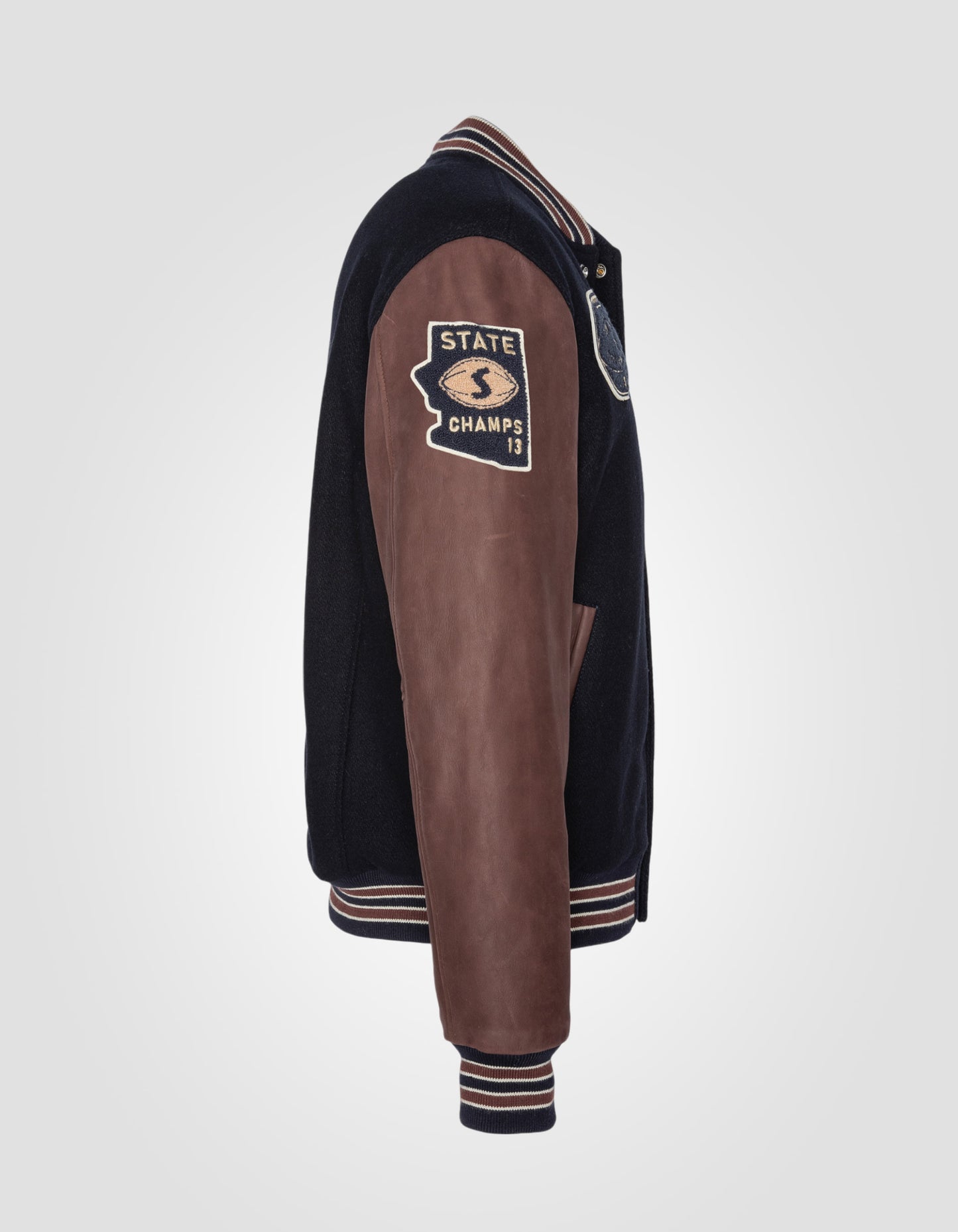 Varsity jacket, cowhide leather