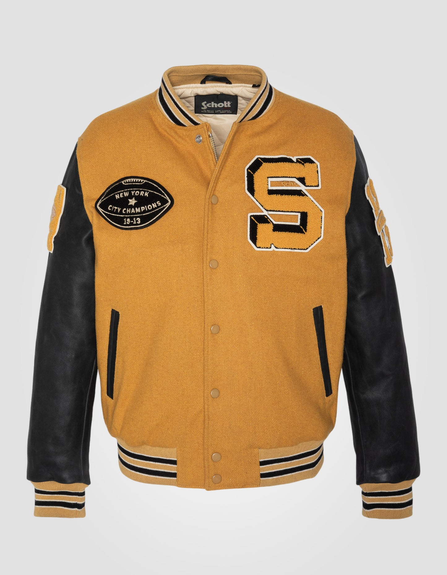 Varsity jacket, cowhide leather