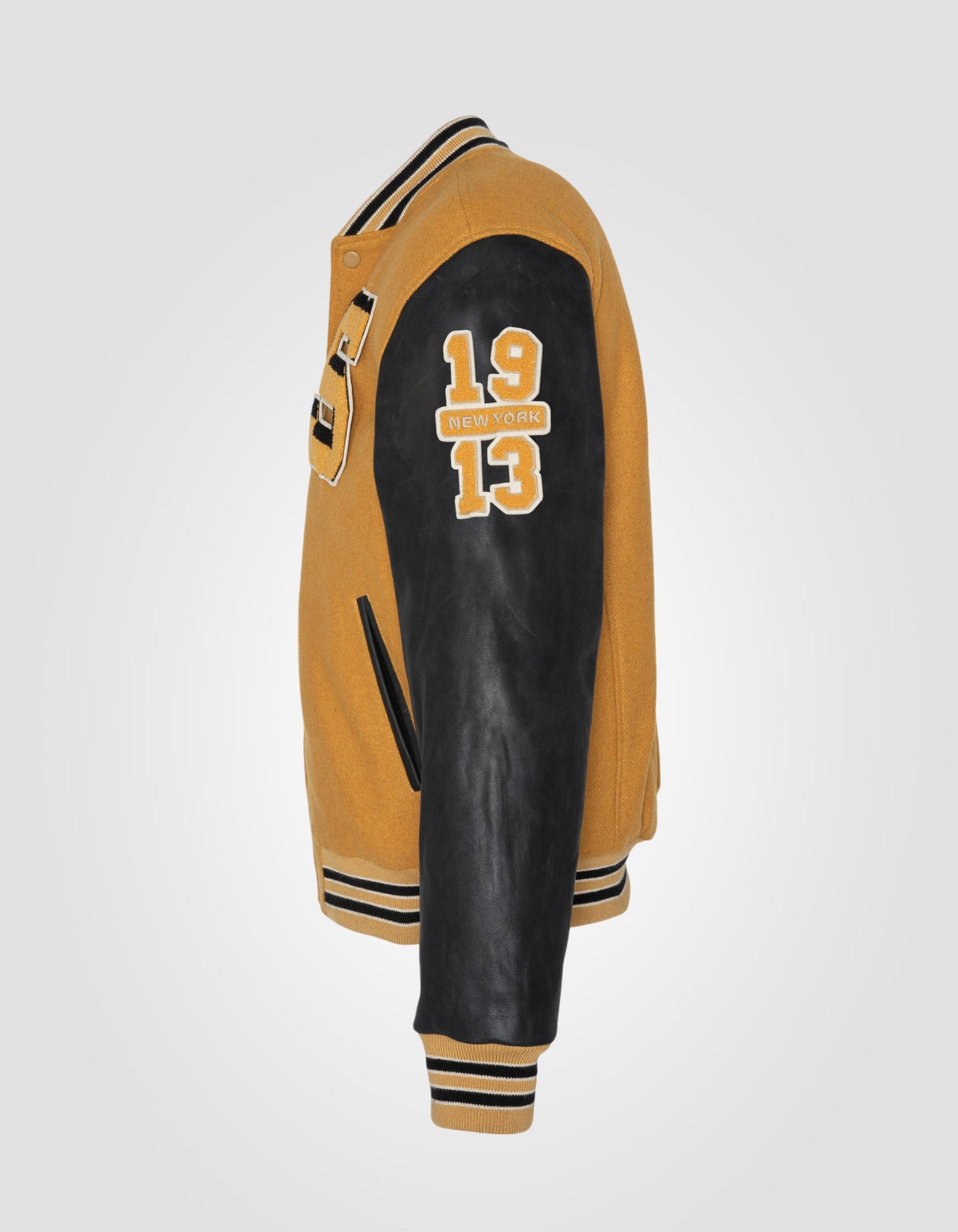 Varsity jacket, cowhide leather