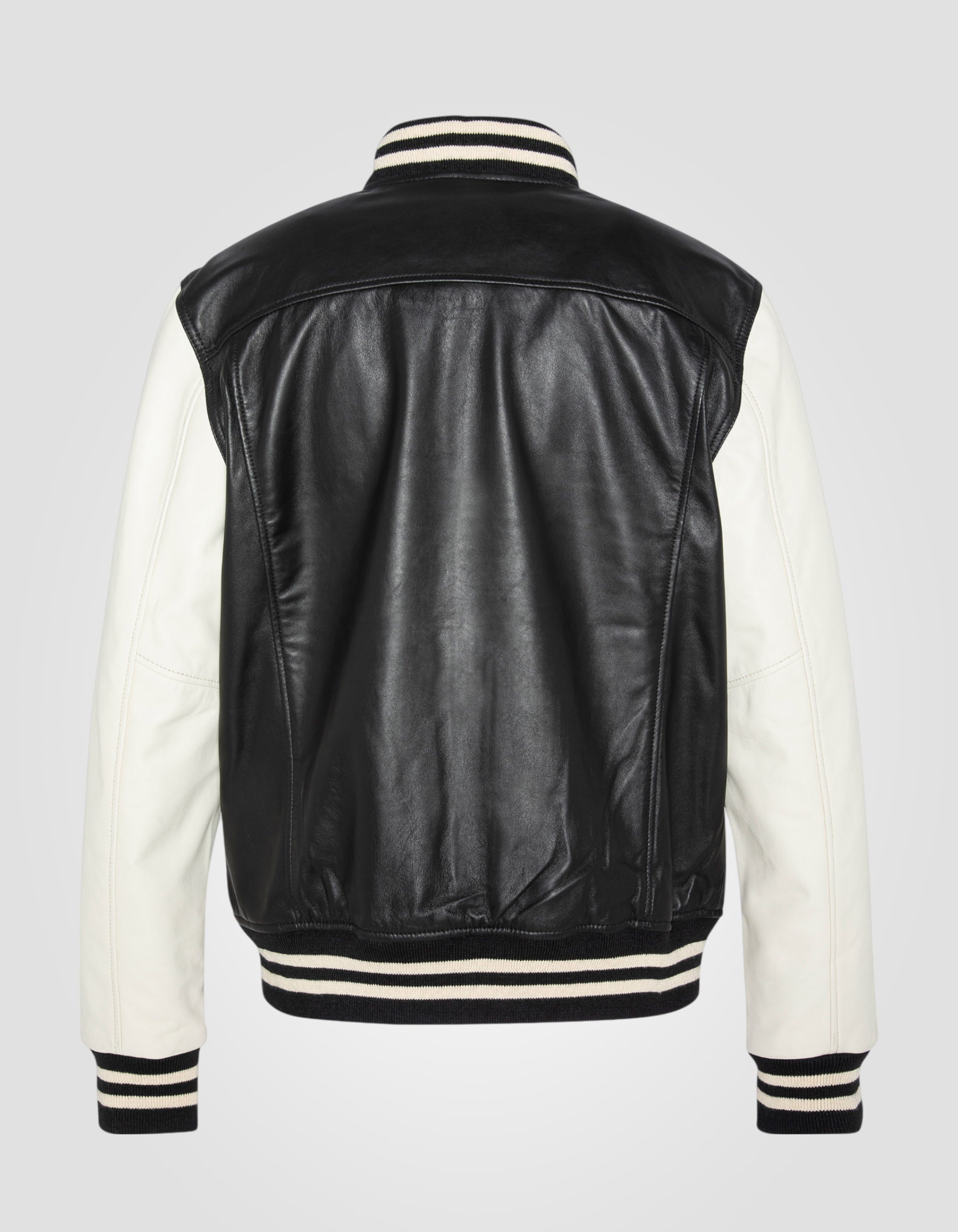 Two-tone varsity jacket, lambskin leather-2