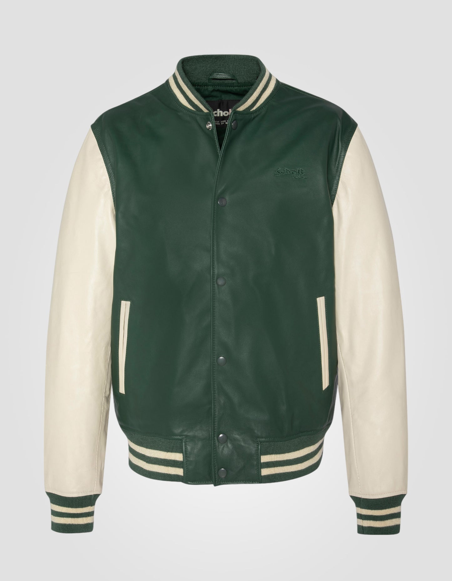 Two-tone varsity jacket, lambskin leather