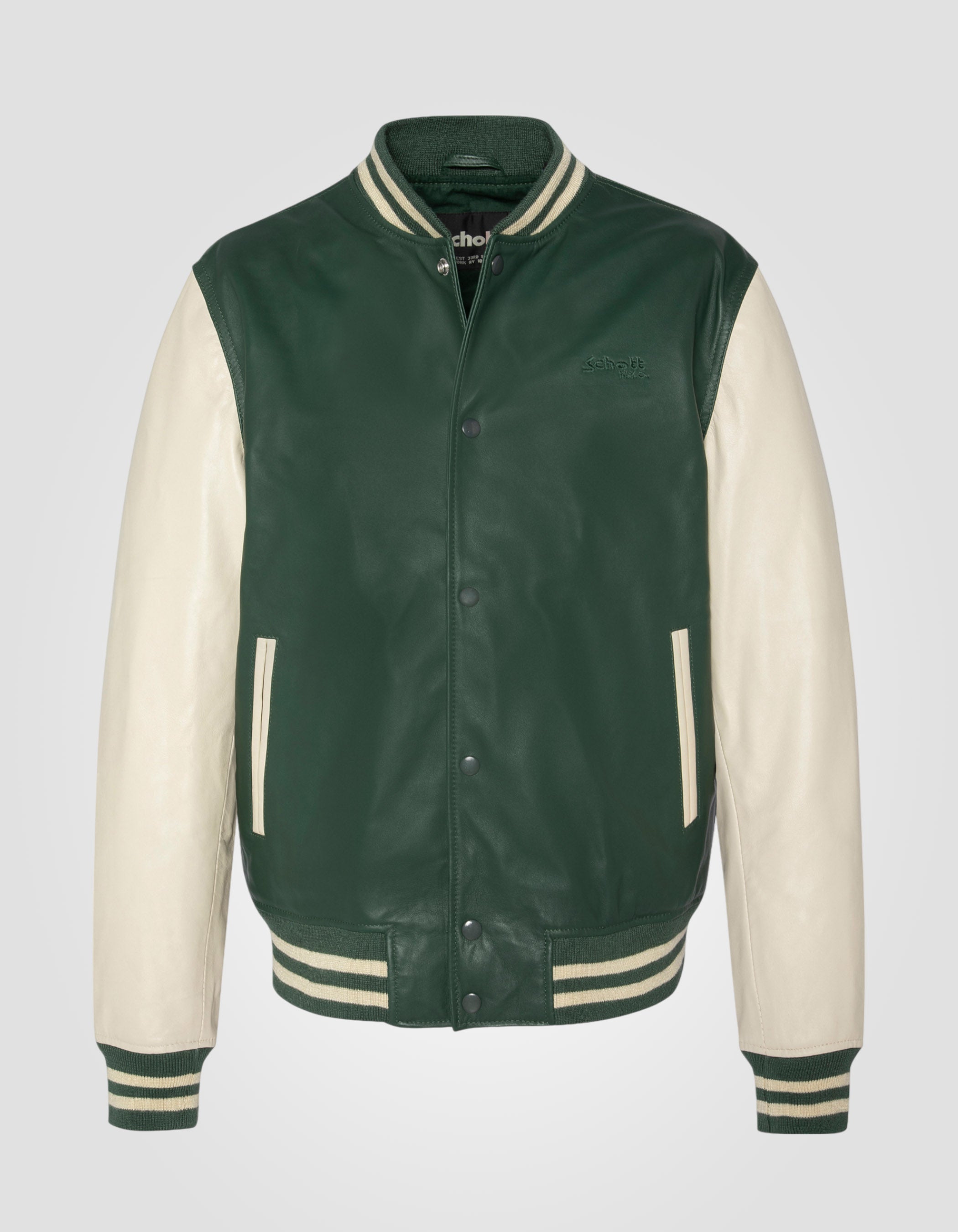 Two-tone varsity jacket, lambskin leather-2