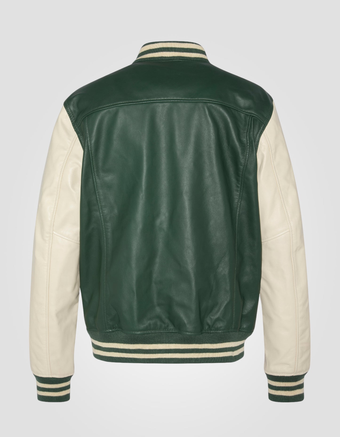 Two-tone varsity jacket, lambskin leather