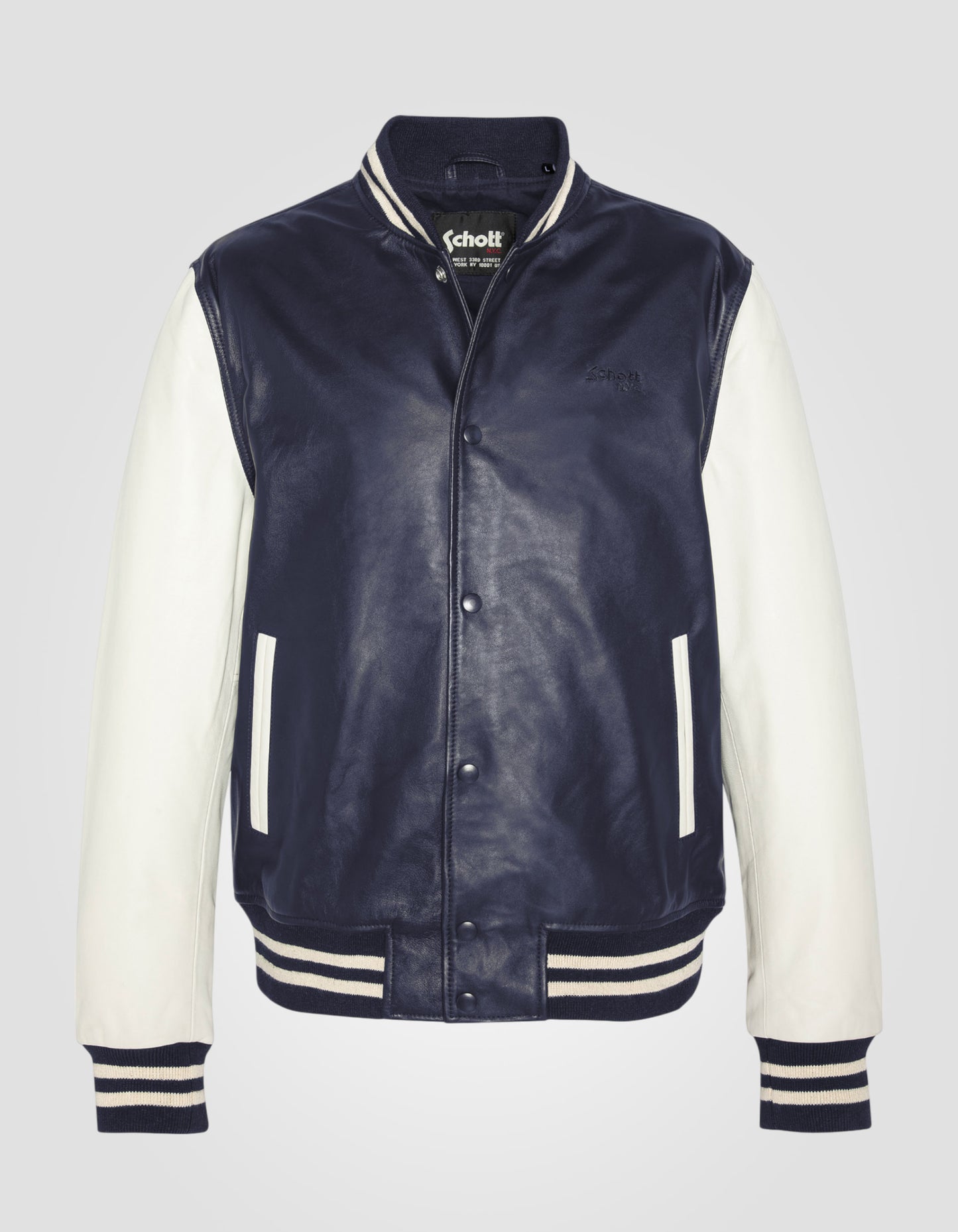 Blouson teddy bicolore, cuir d'agneau