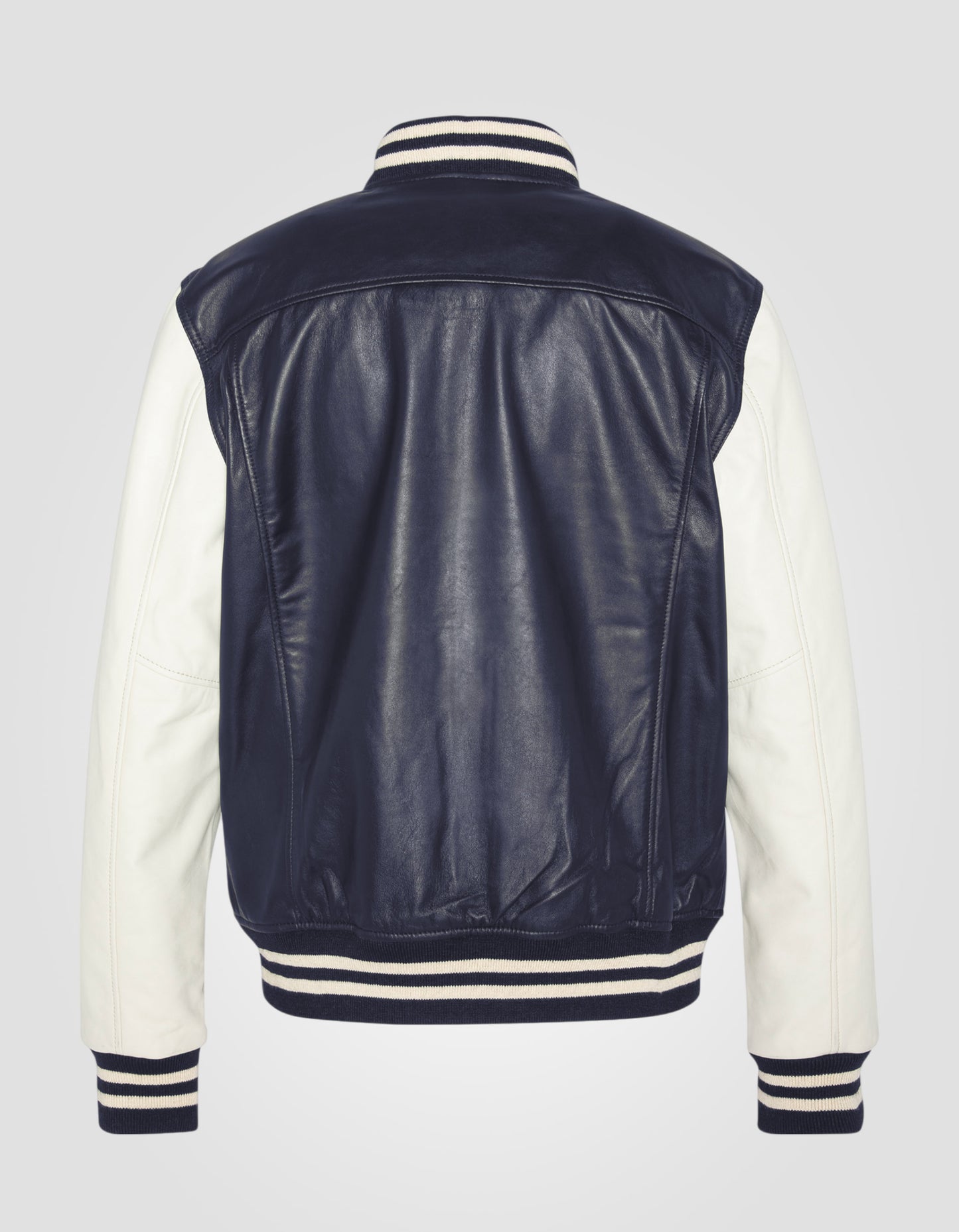 Blouson teddy bicolore, cuir d'agneau