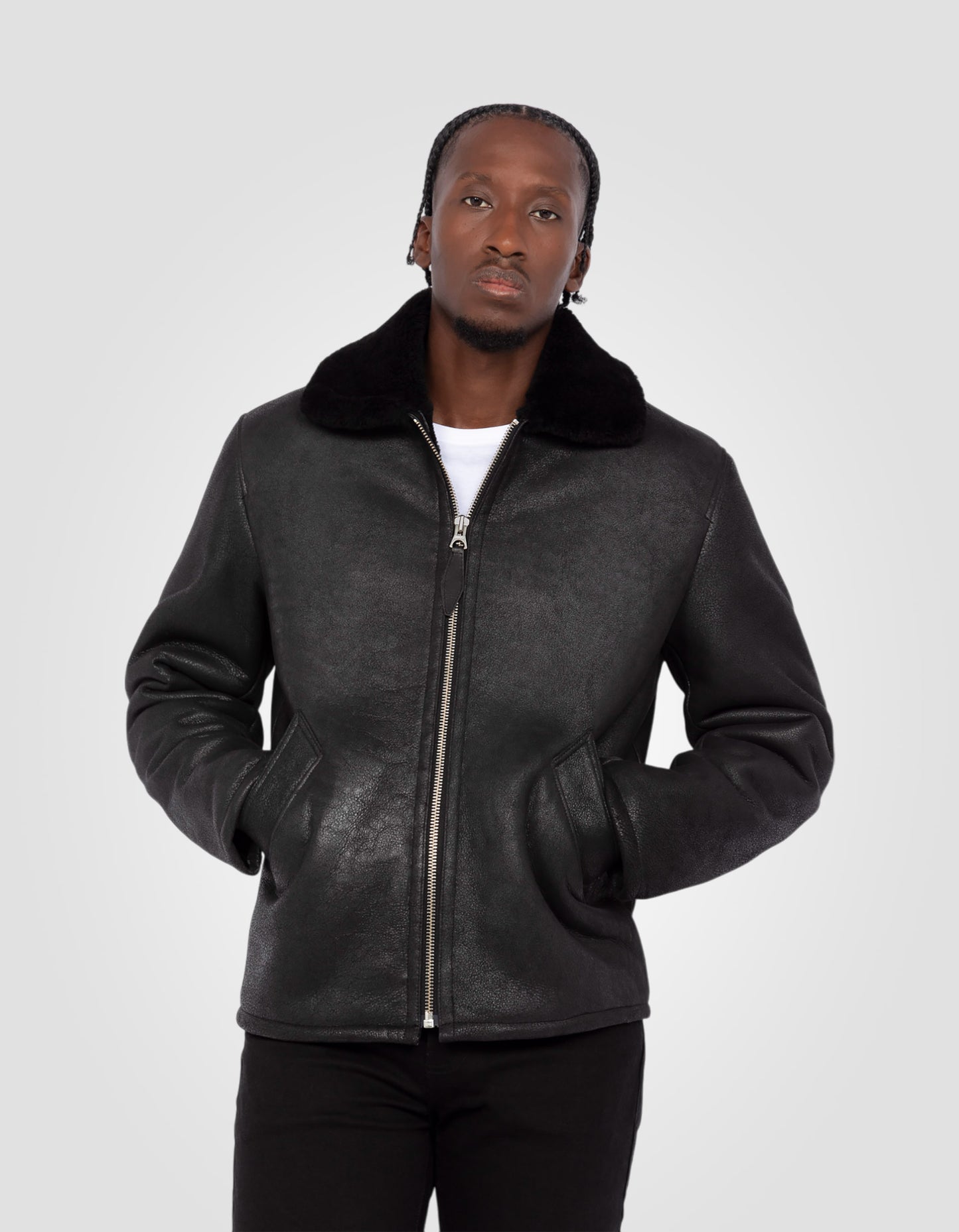 Blouson casual, cuir de mouton