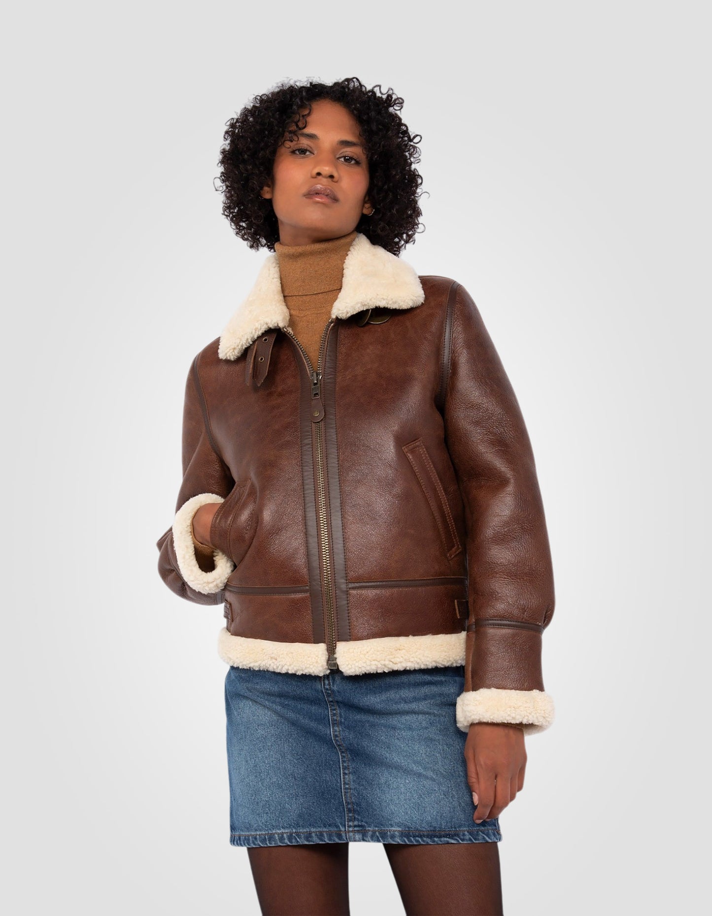 Blouson bombardier B-3, cuir de mouton