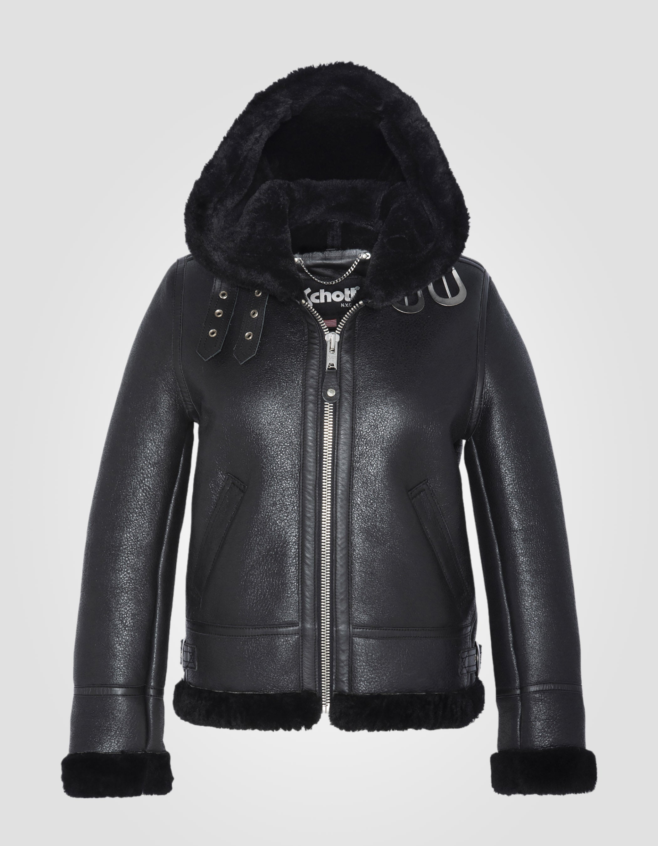 Hooded bomber jacket, type B-3, sheepskin leather-2