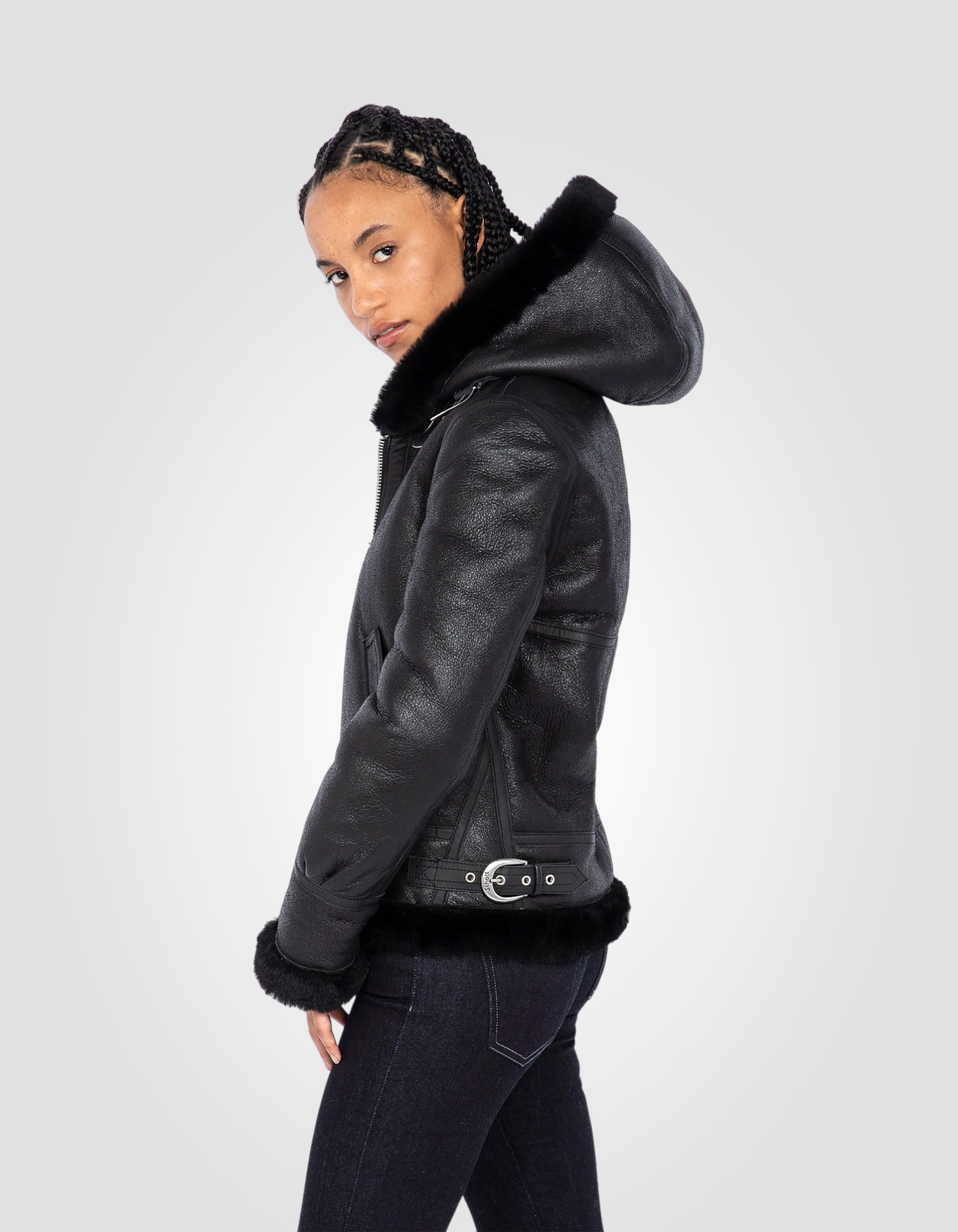 Hooded bomber jacket, type B-3, sheepskin leather-4