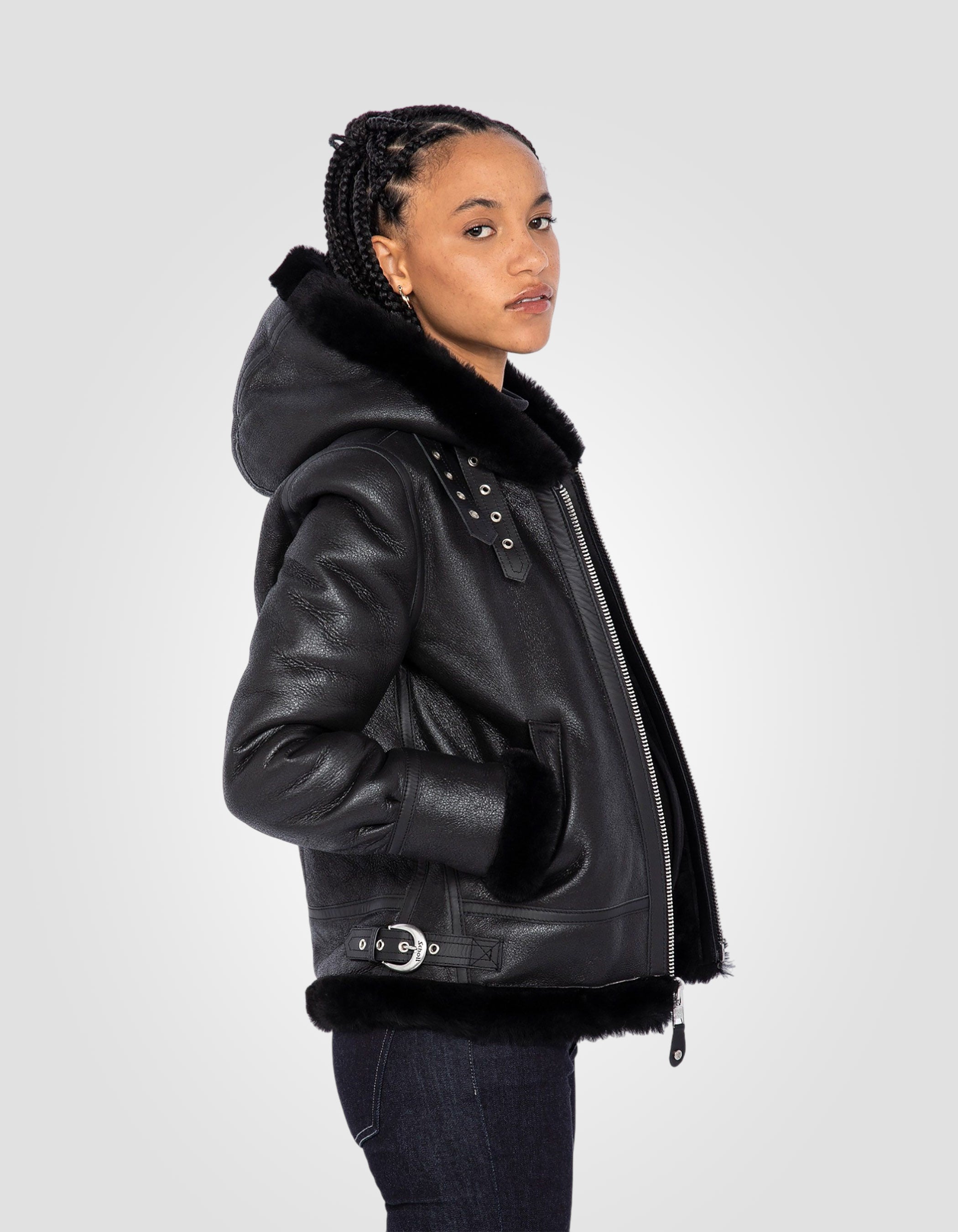 Hooded bomber jacket, type B-3, sheepskin leather-5