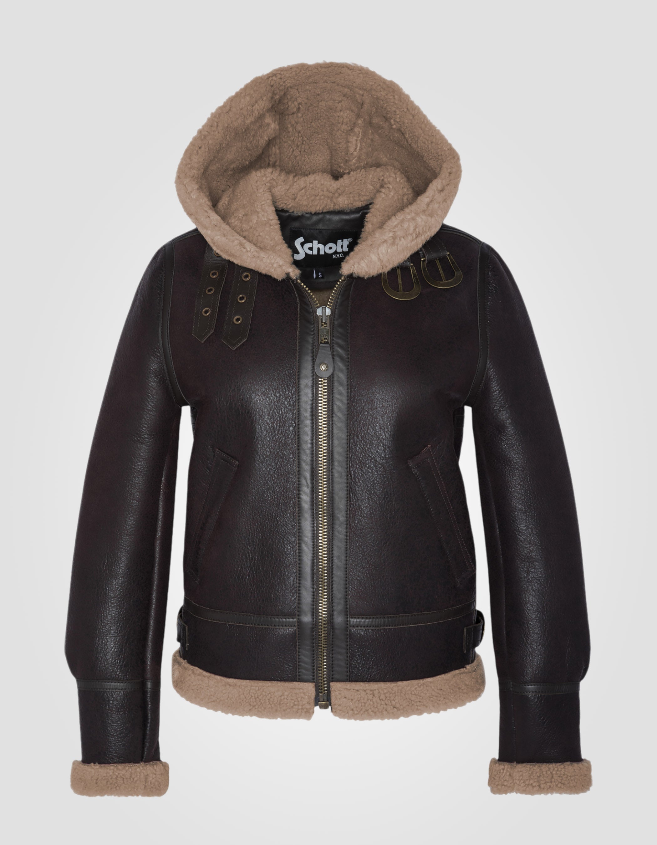 Hooded bomber jacket, type B-3, sheepskin leather-1