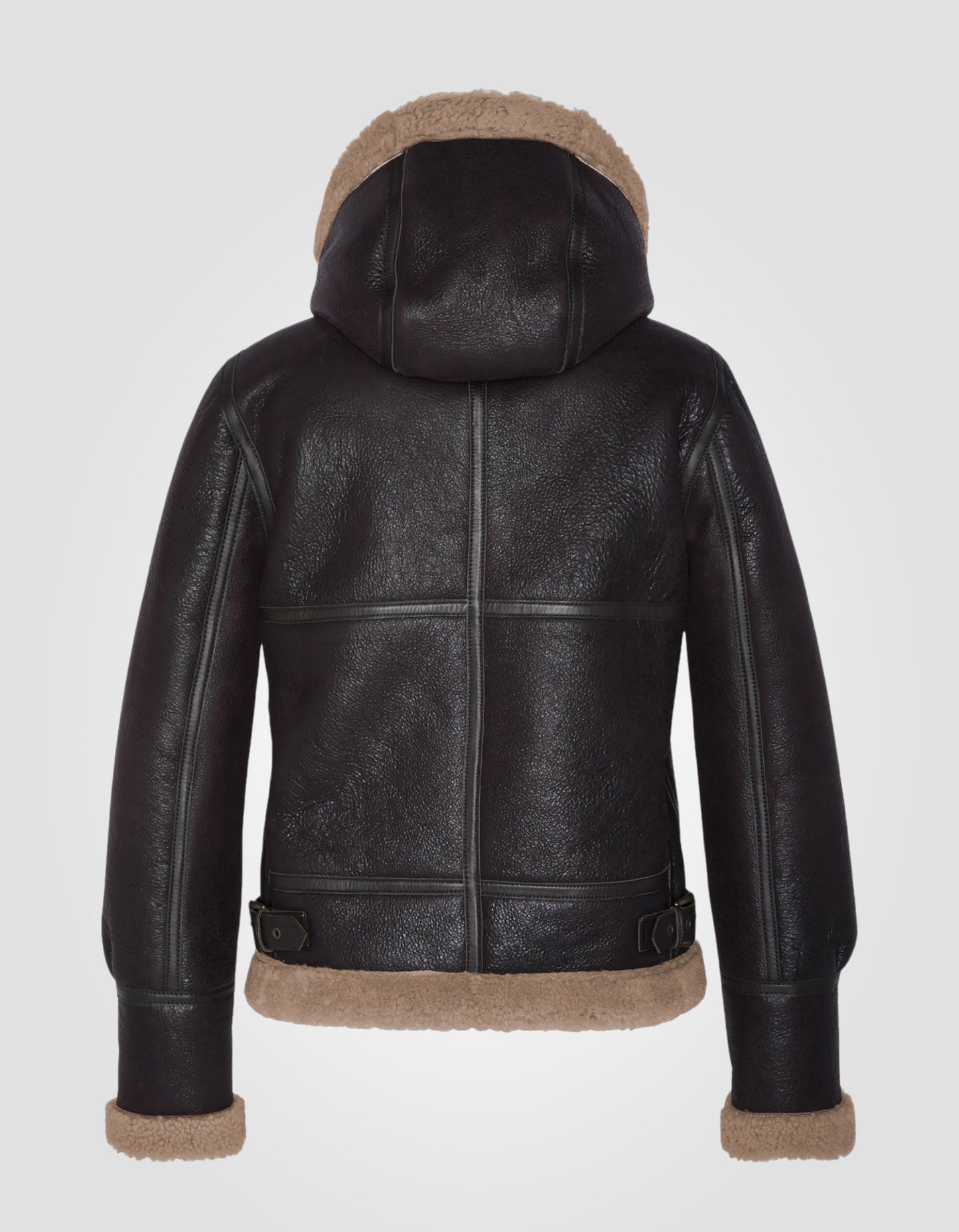 Blouson bombardier B-3 à capuche, cuir de mouton