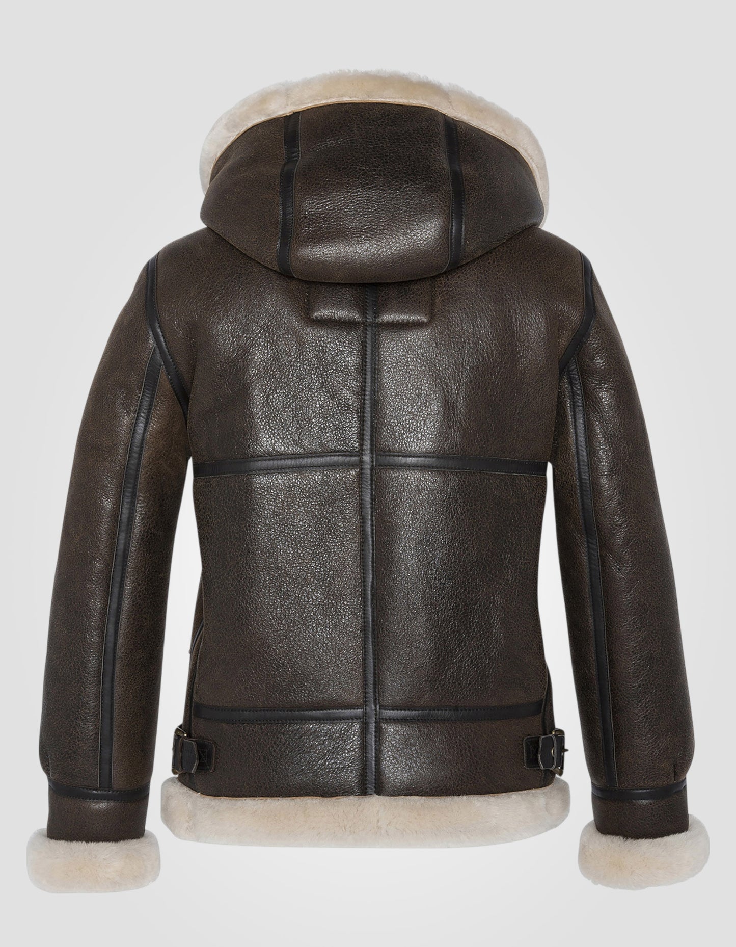 Blouson bombardier B-3 à capuche, cuir de mouton