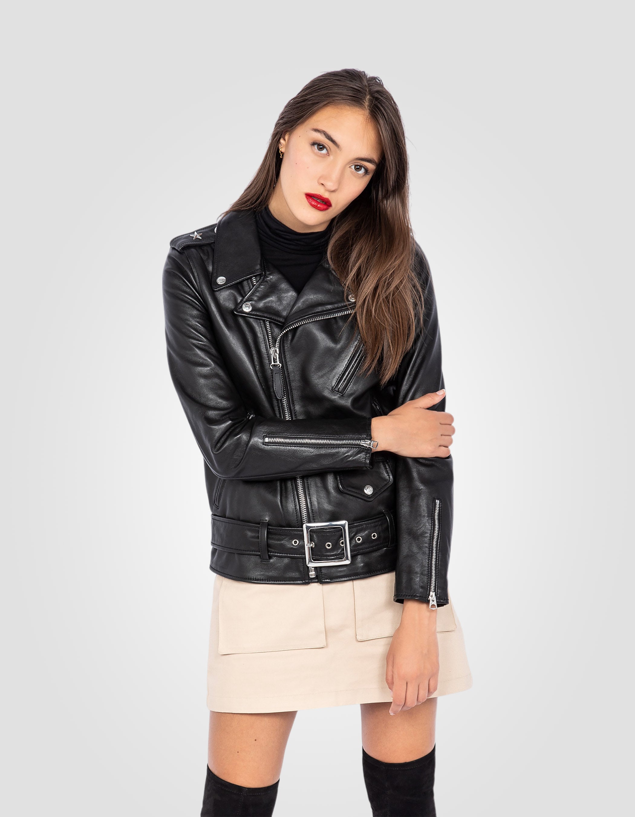 Iconic One Star Perfecto® jacket, with belt, cowhide leather-3