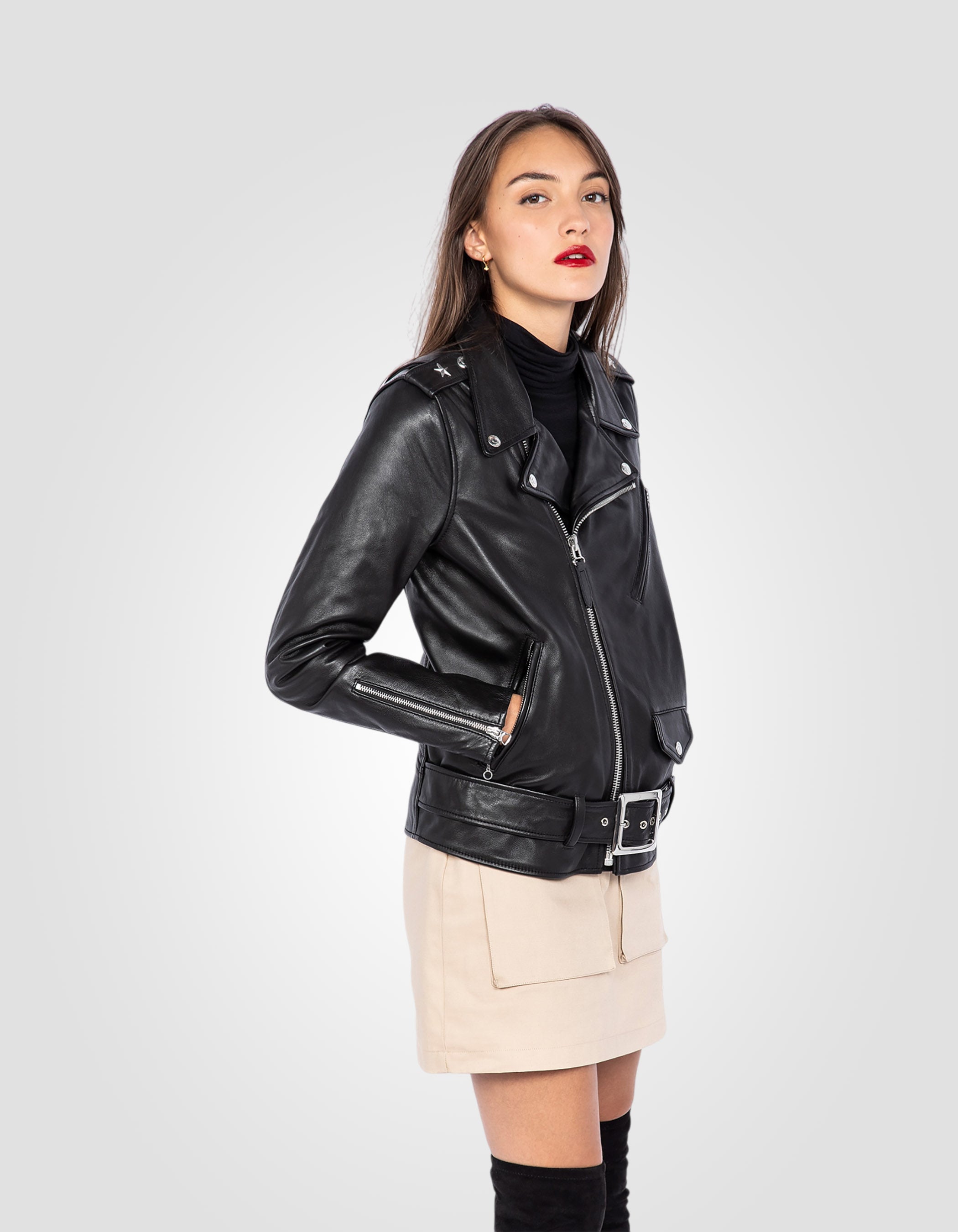 Iconic One Star Perfecto® jacket, with belt, cowhide leather-4