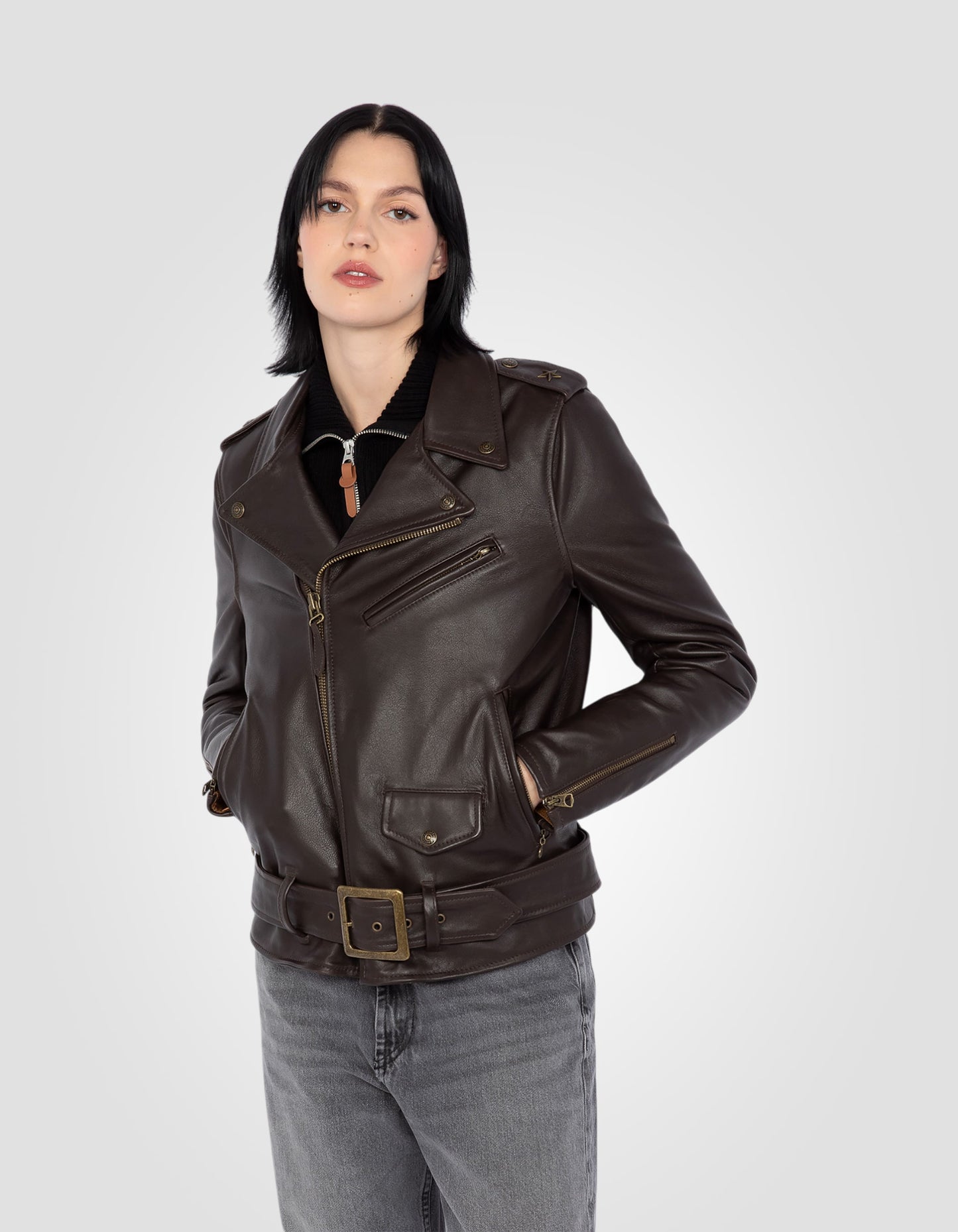 Iconic One Star Perfecto® jacket, with belt, cowhide leather