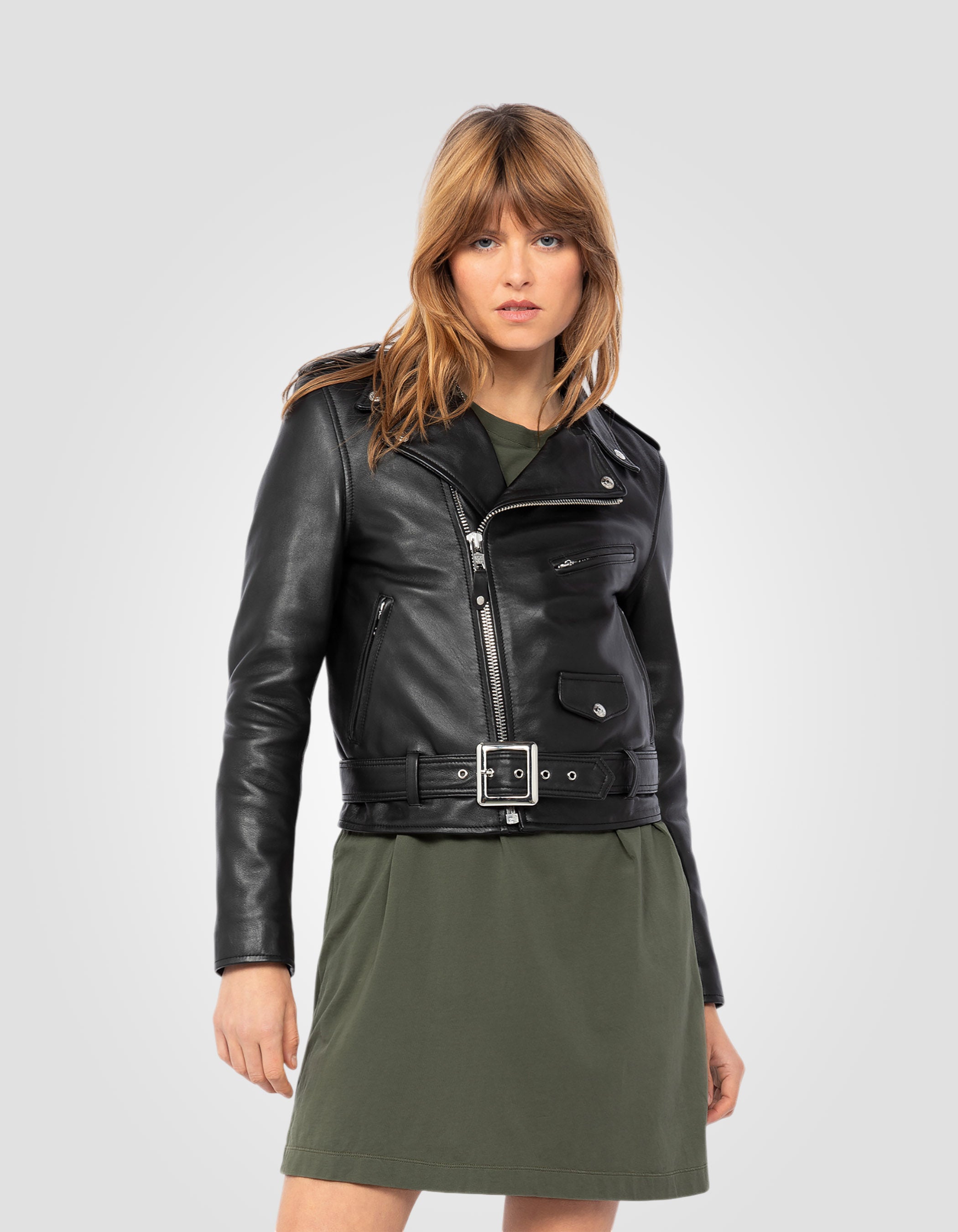 Perfecto® jacket, with belt, lambskin leather-3