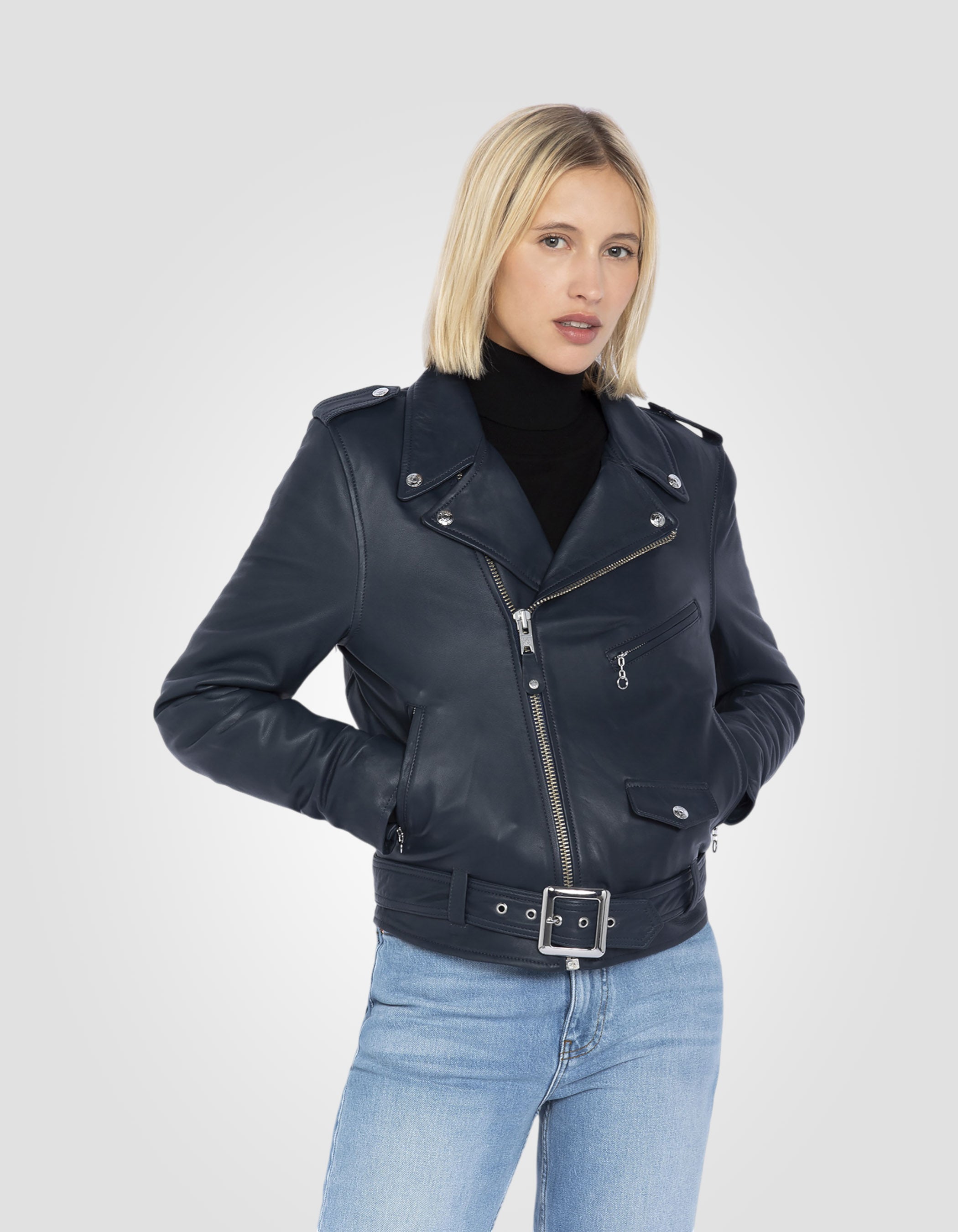 Perfecto® jacket, with belt, lambskin leather-3