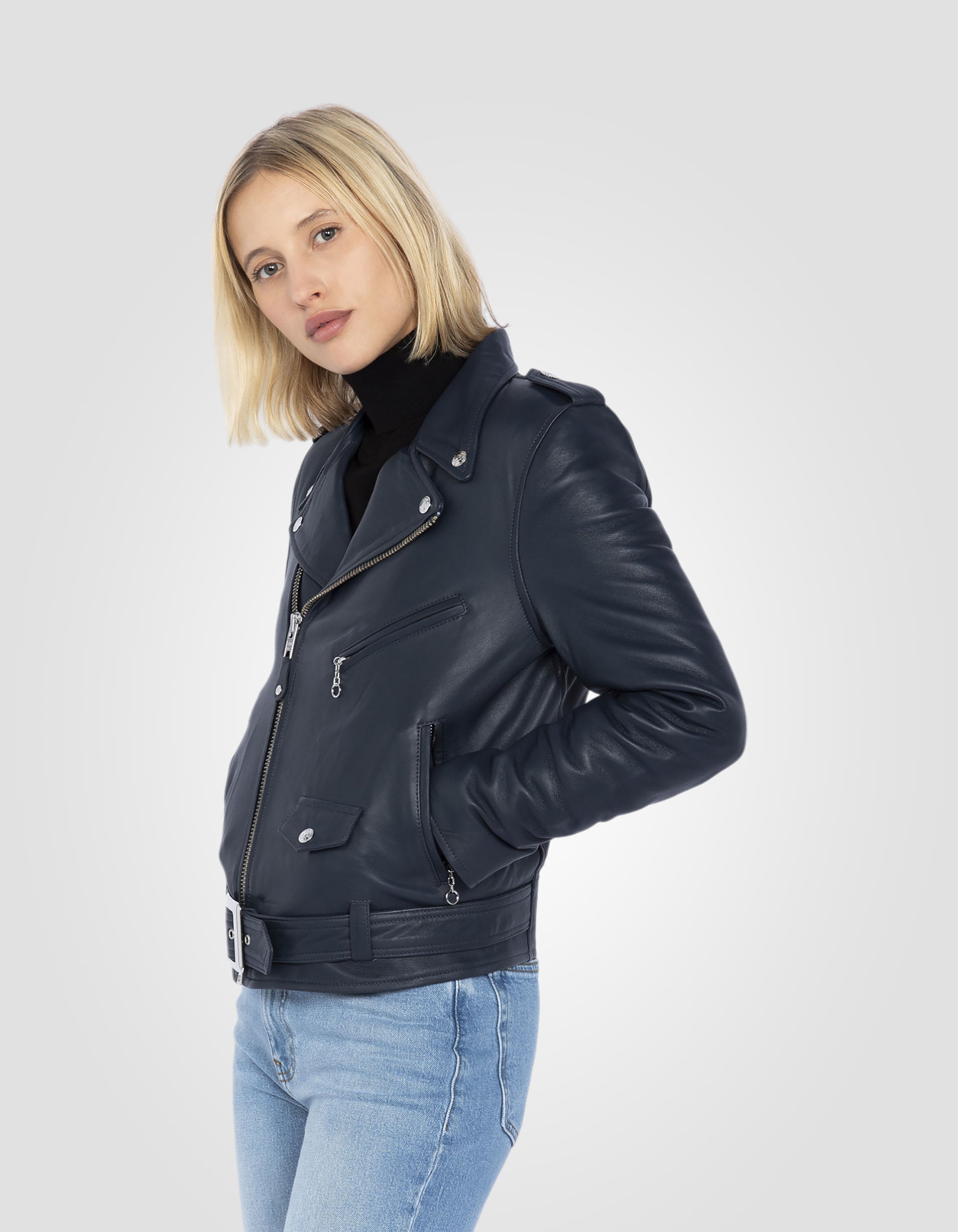 Perfecto® jacket, with belt, lambskin leather-4