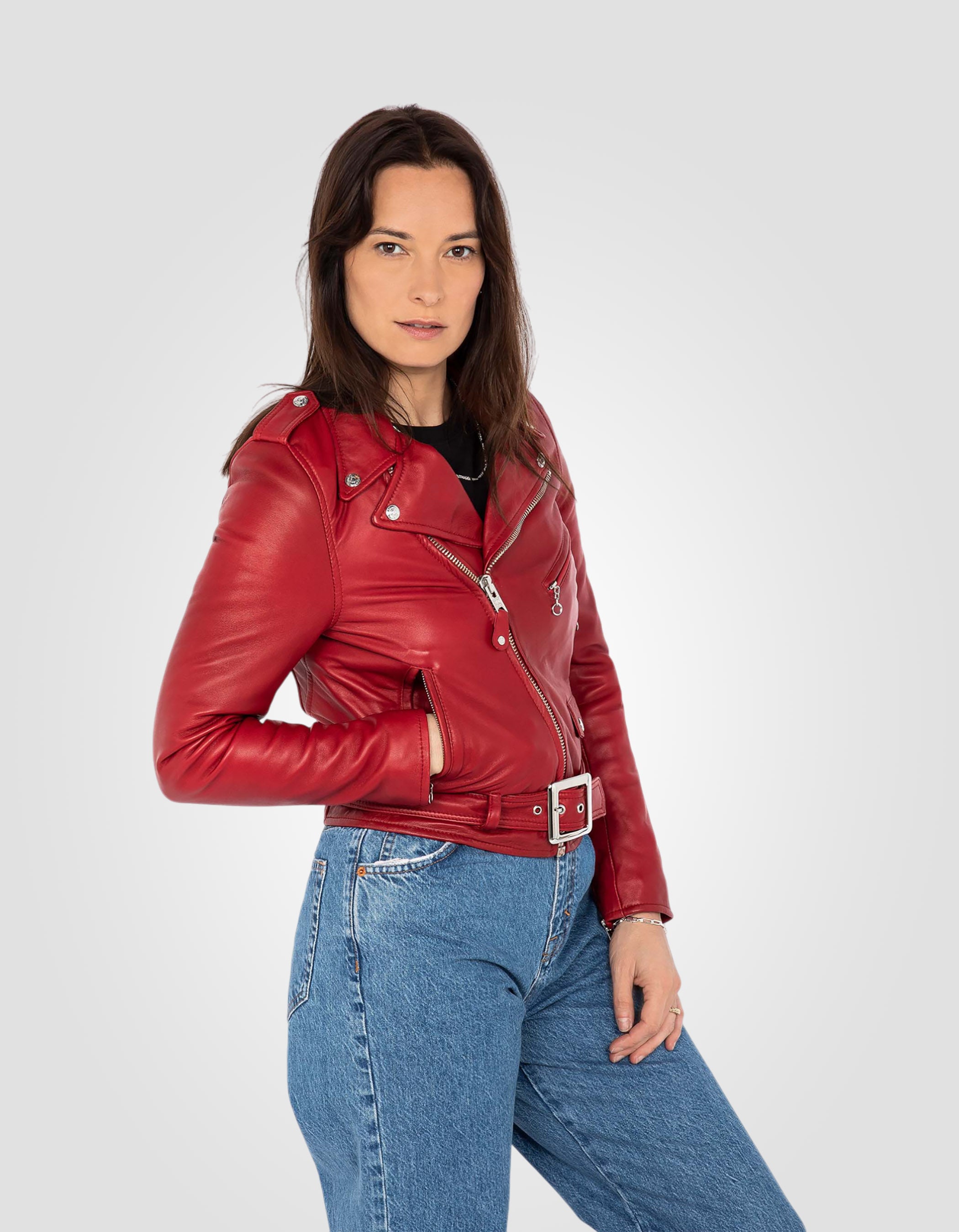 Perfecto® jacket, with belt, lambskin leather-4