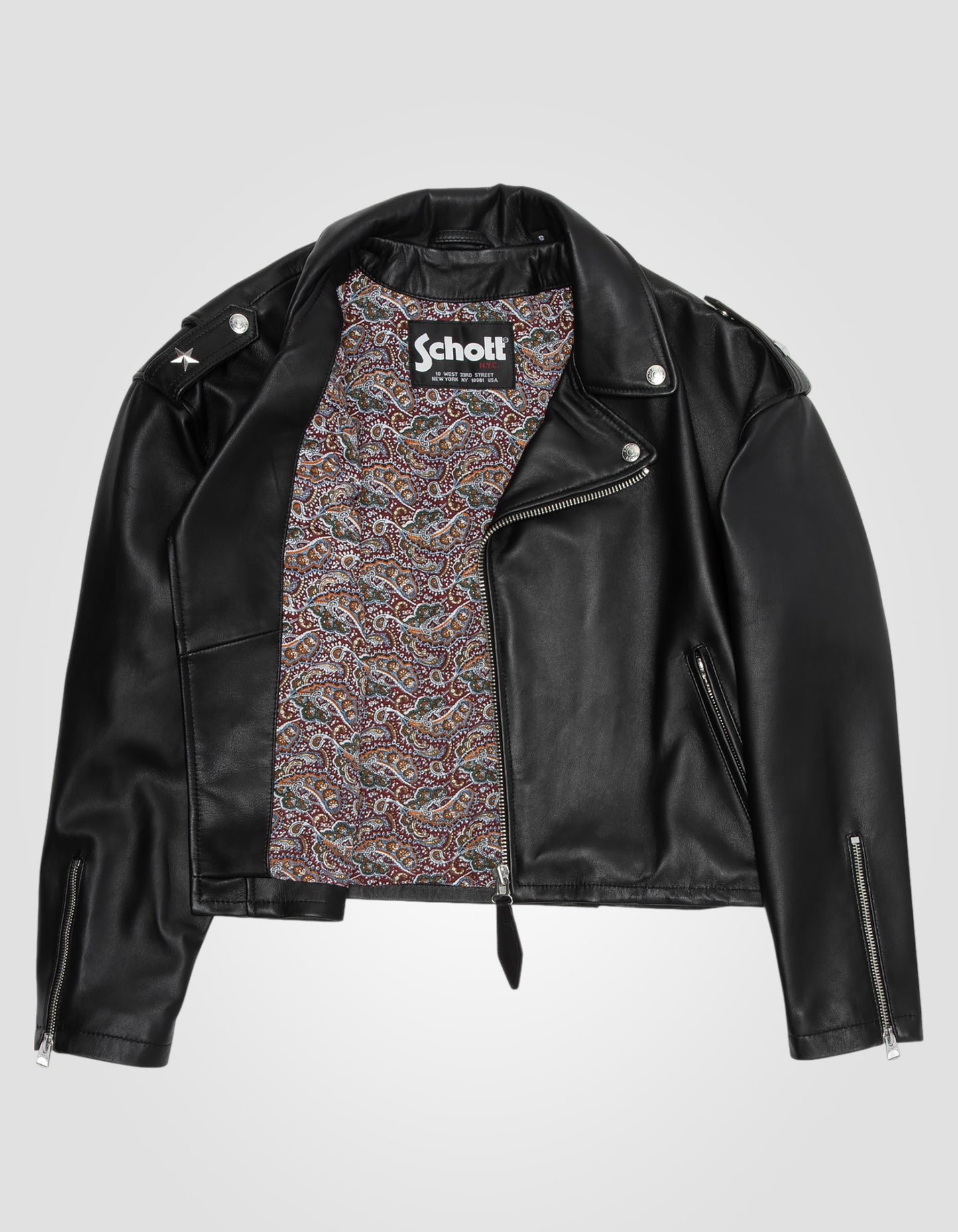 Blouson Perfecto 90's crop, cuir d'agneau