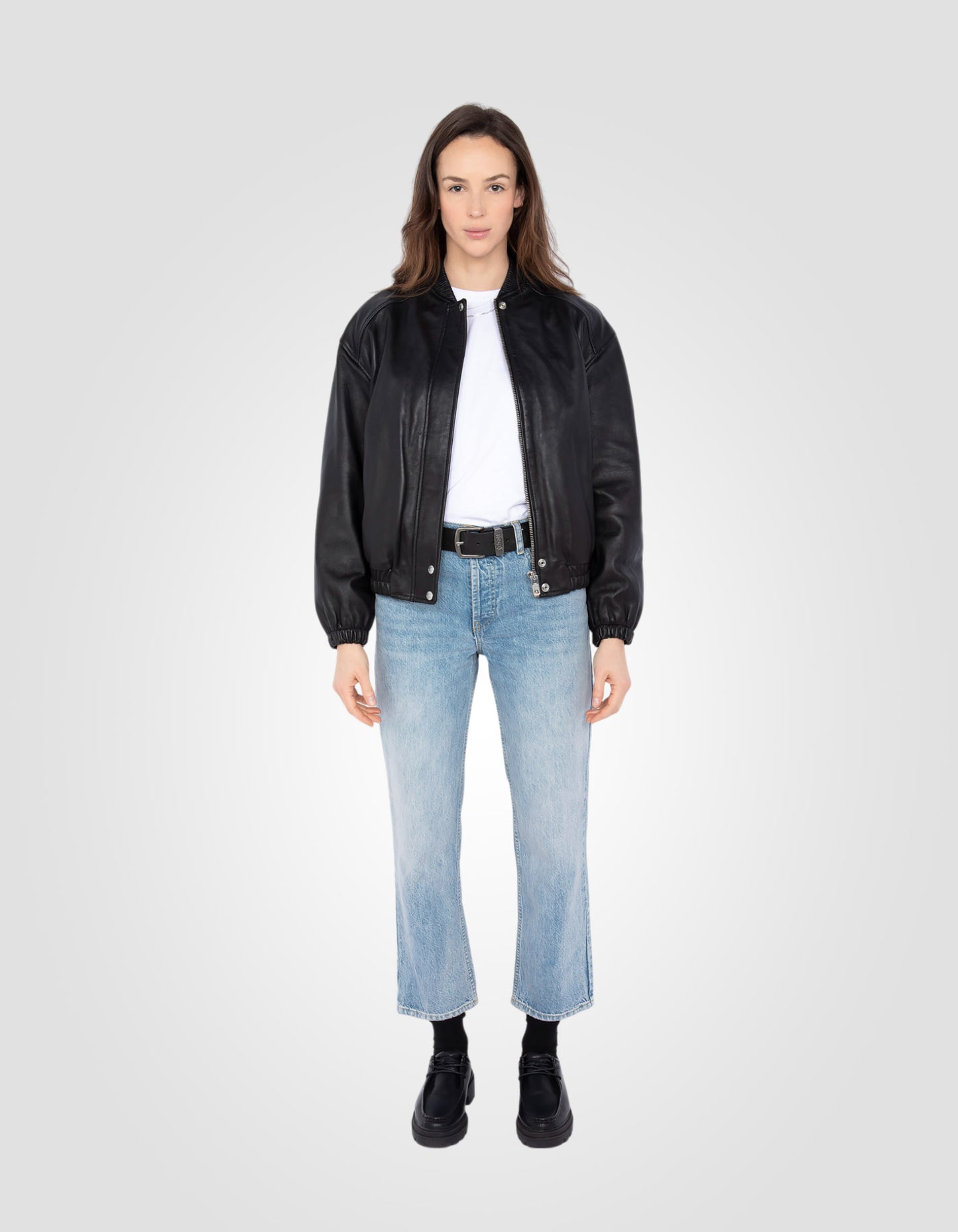 Blouson Bomber rétro, cuir d'agneau