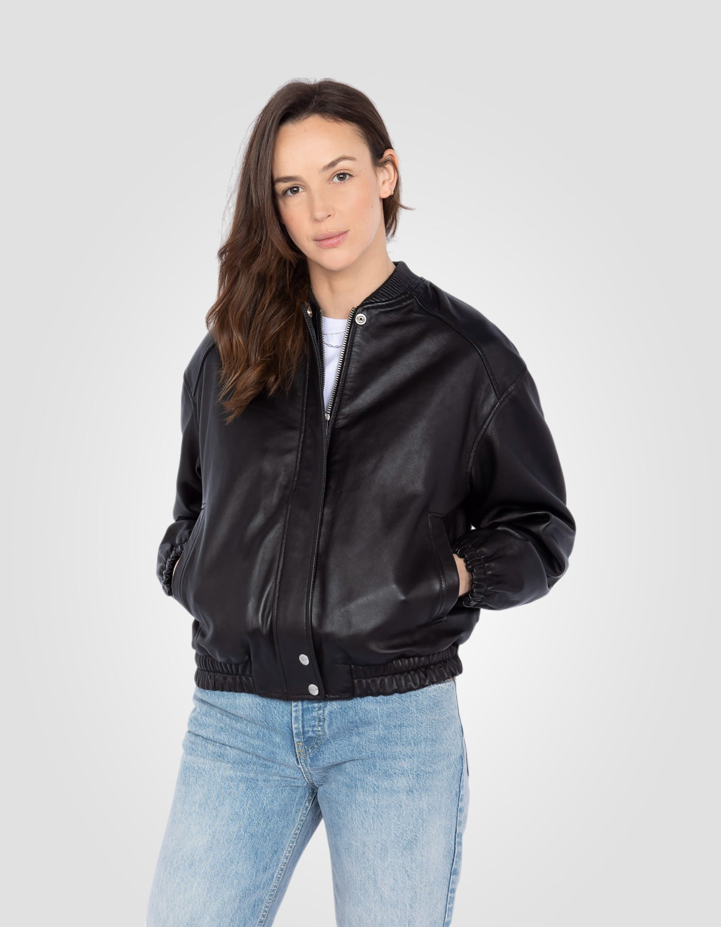 Blouson Bomber rétro, cuir d'agneau