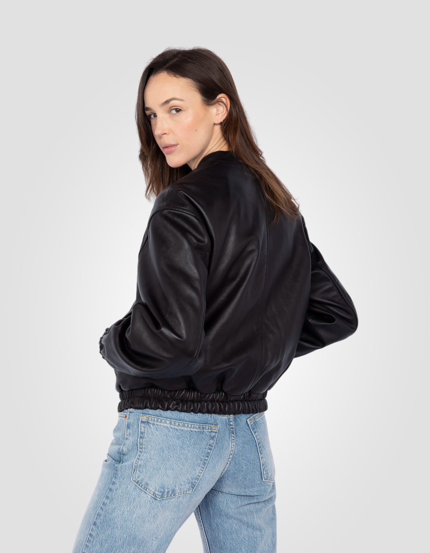 Blouson Bomber rétro, cuir d'agneau